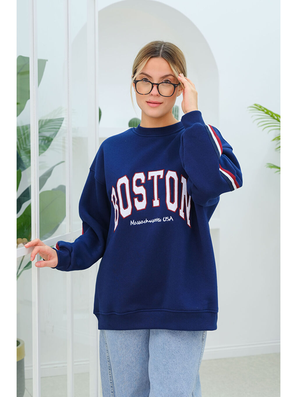 Locco Moda Boston Baskılı Sweat Lacivert - 4