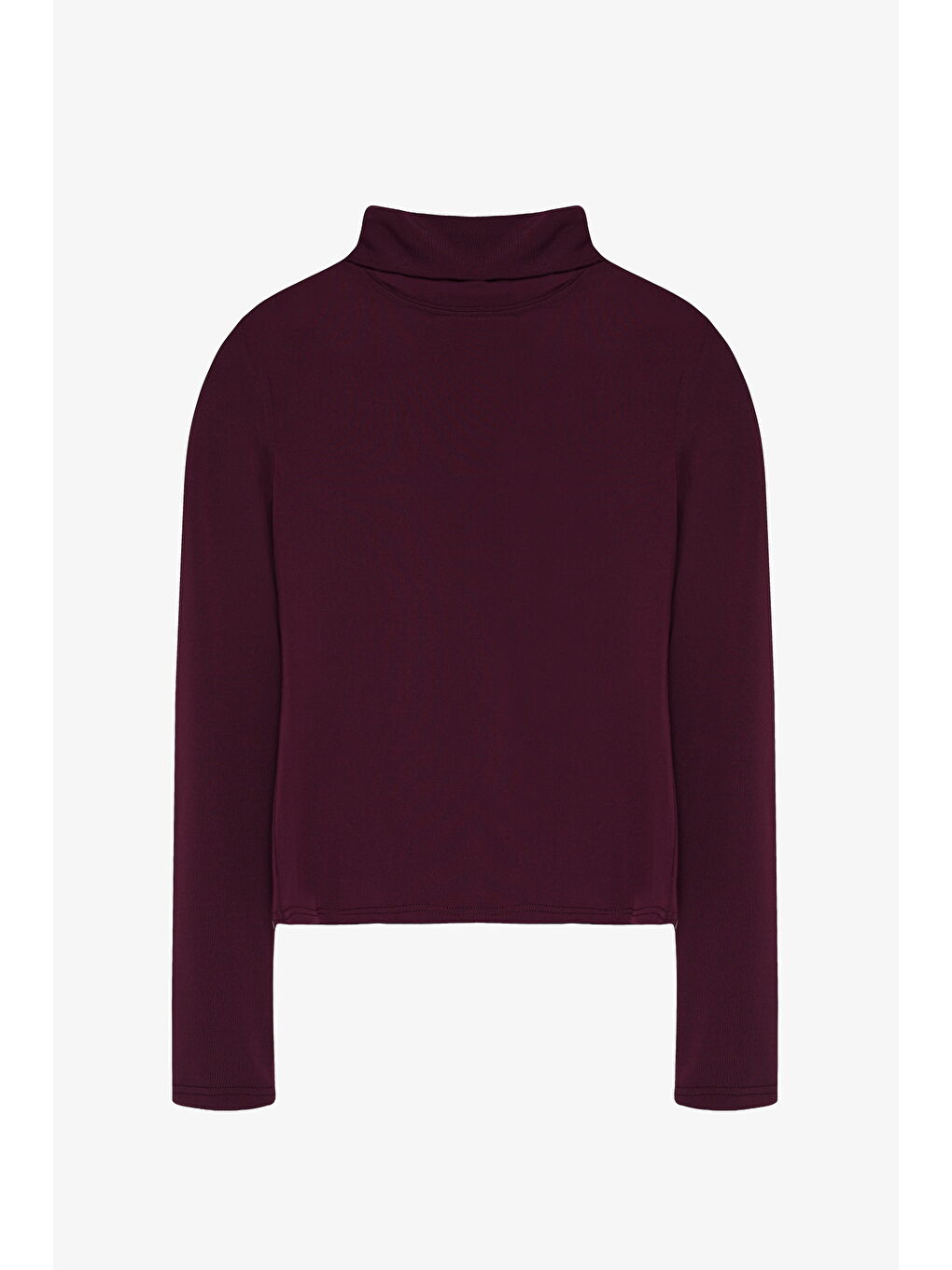 Boğazlı Uzun Kollu Basic Bluz Mürdüm