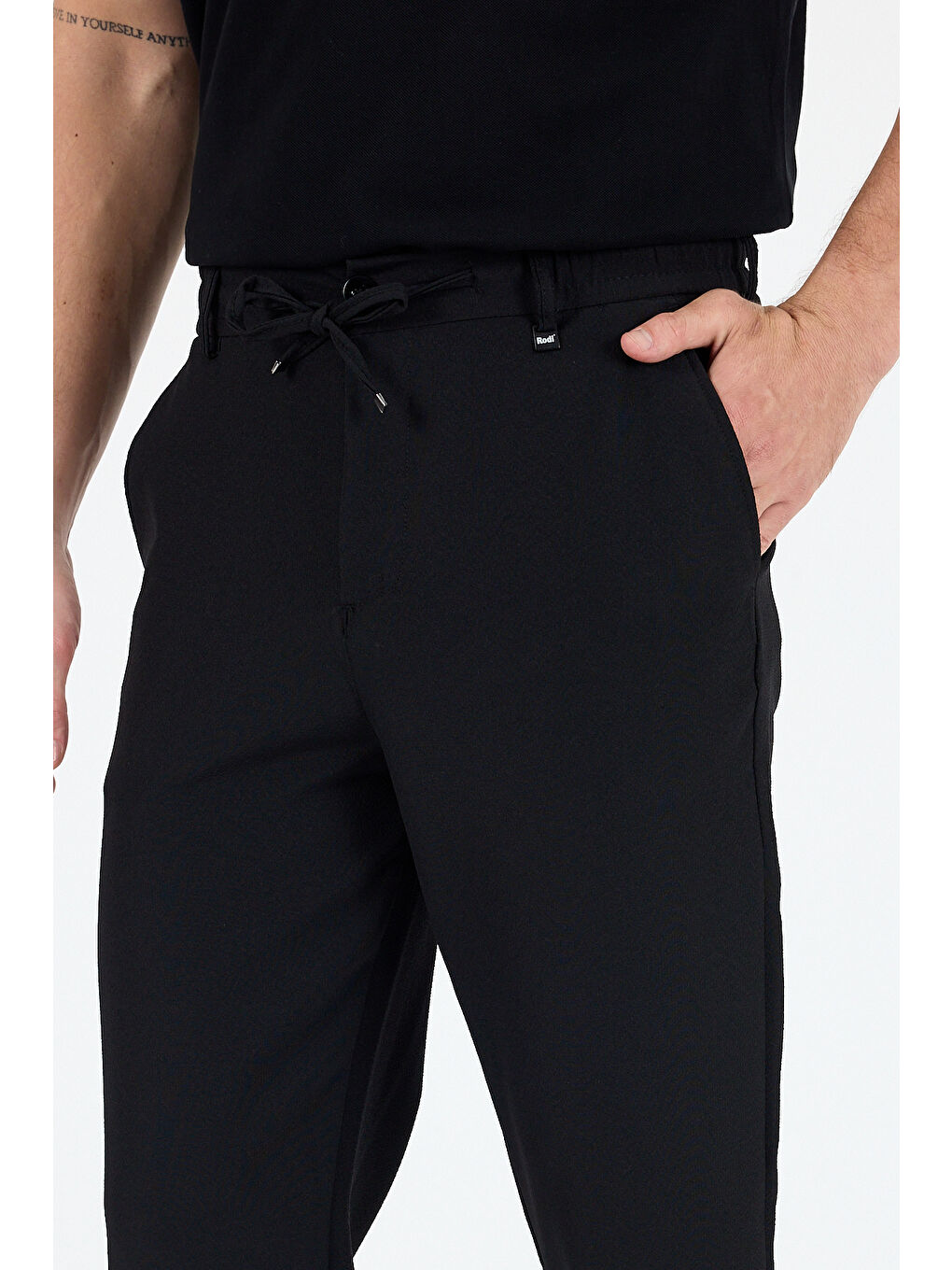 Siyah Sinyor Cepli Günlük Spor %95 Polyester%5 Elastan Rahat Kalıp Erkek Jogger Pantolon Eşofman Altı 3668-2