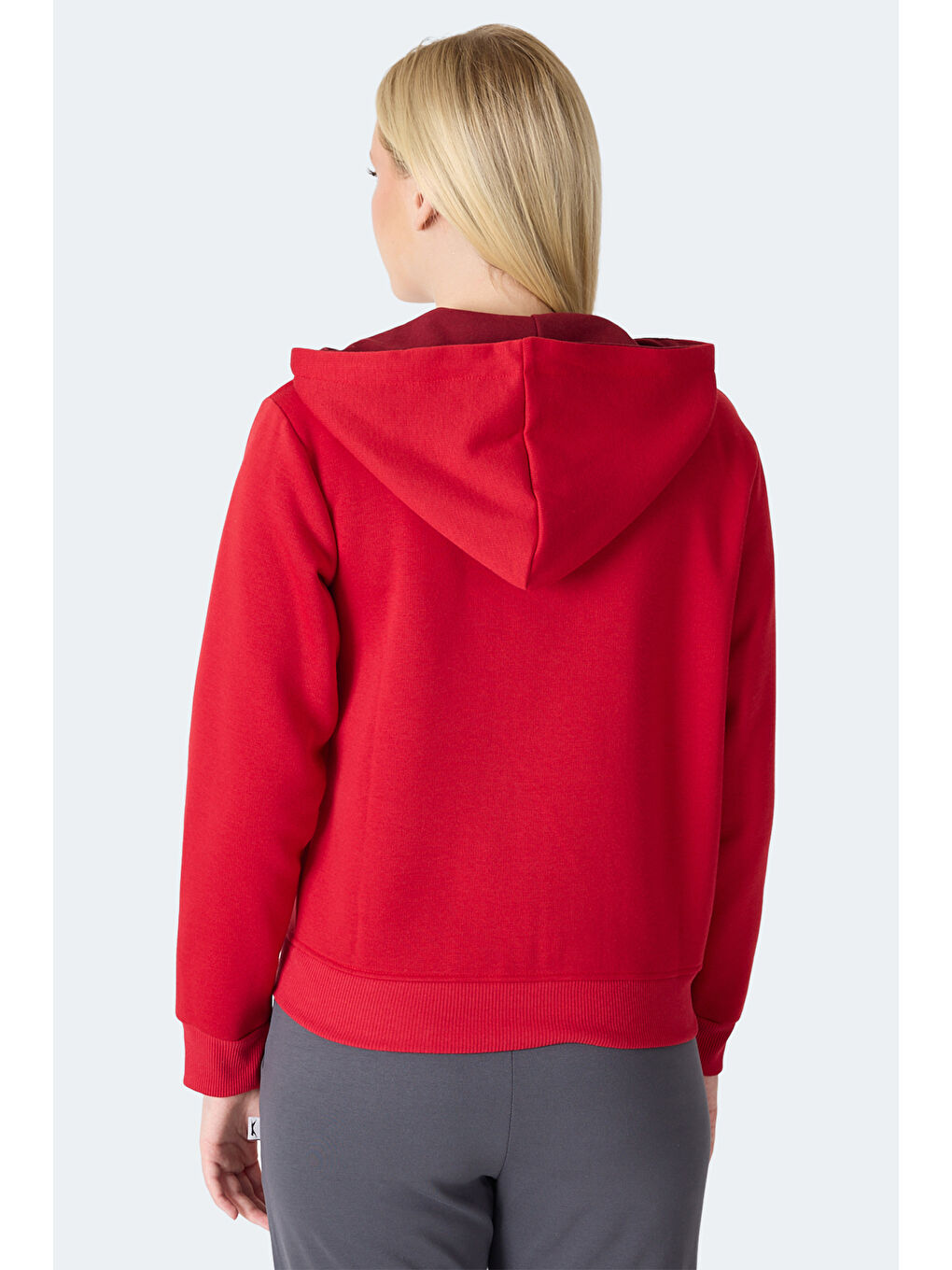 MILIO I Kadın Fermuarlı Kapüşonlu Cepli Kırmızı Sweatshırt-4