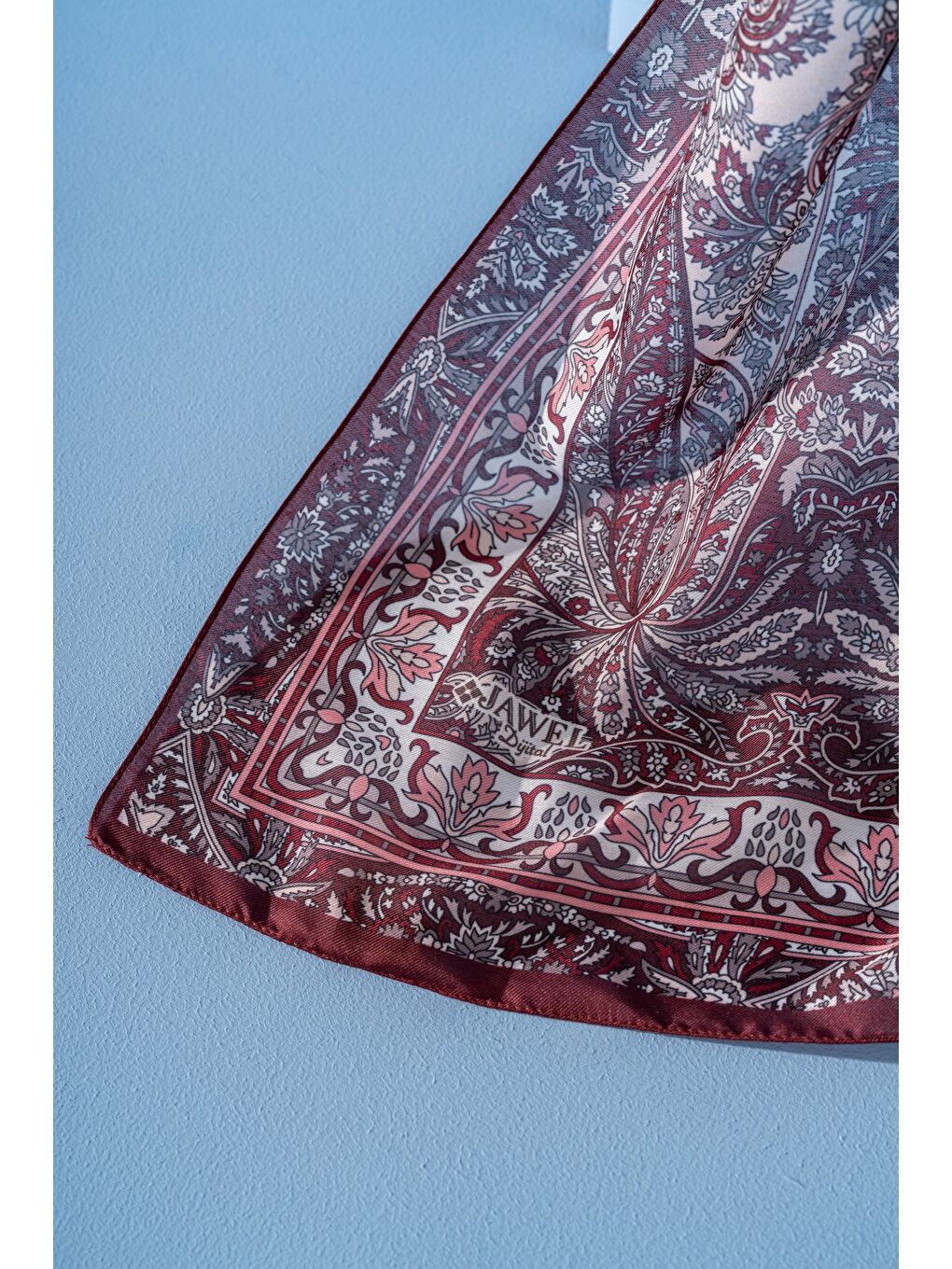 Bordo Kadın Etnik Desen Soft Nysa Şal-1