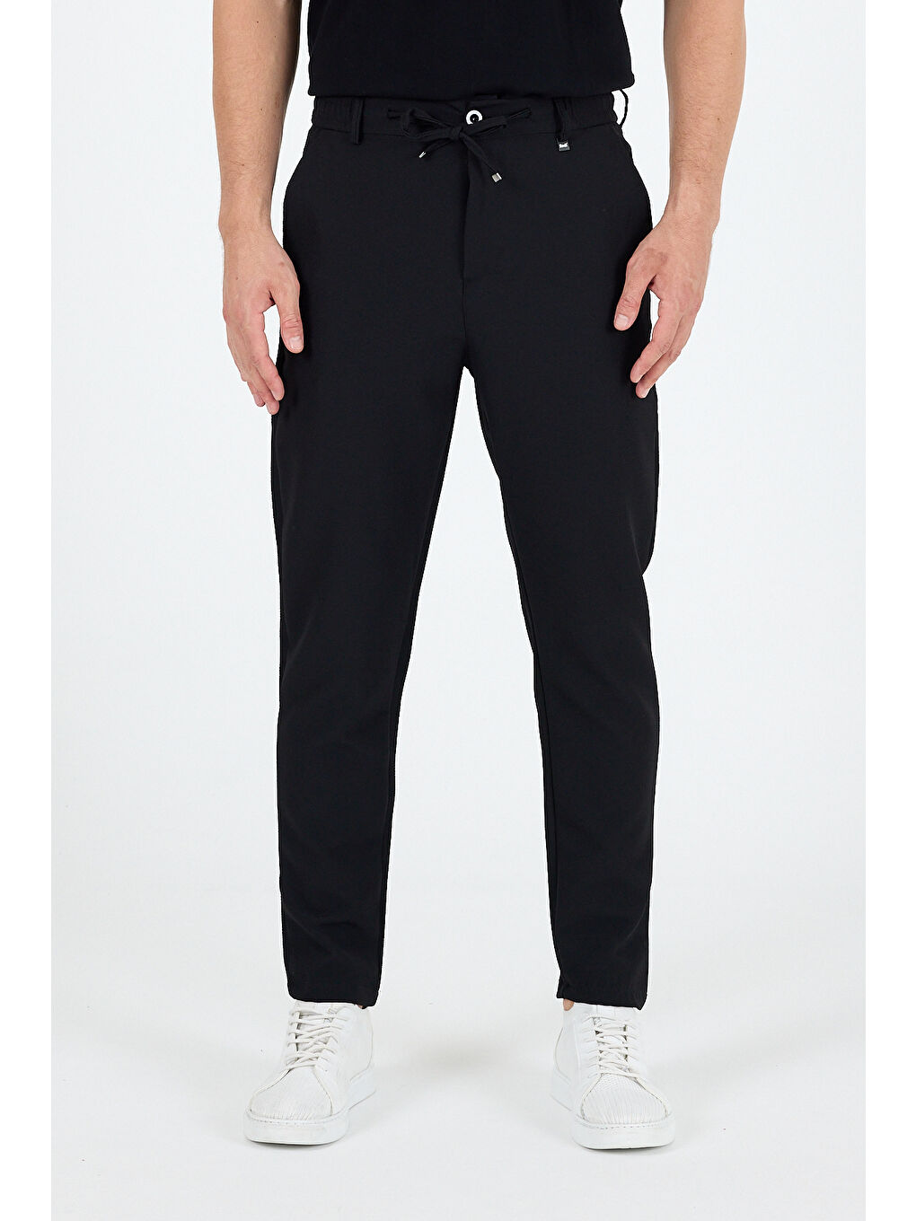 Siyah Sinyor Cepli Günlük Spor %95 Polyester%5 Elastan Rahat Kalıp Erkek Jogger Pantolon Eşofman Altı 3668-4