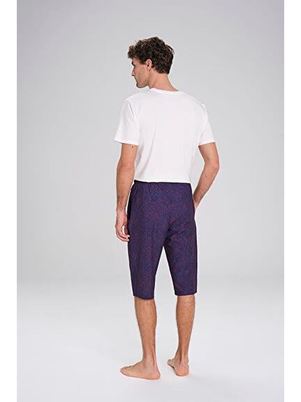 Desenli Lacivert Kırmızı Uzun Erkek Havuz Ve Deniz Şortu 2422-1