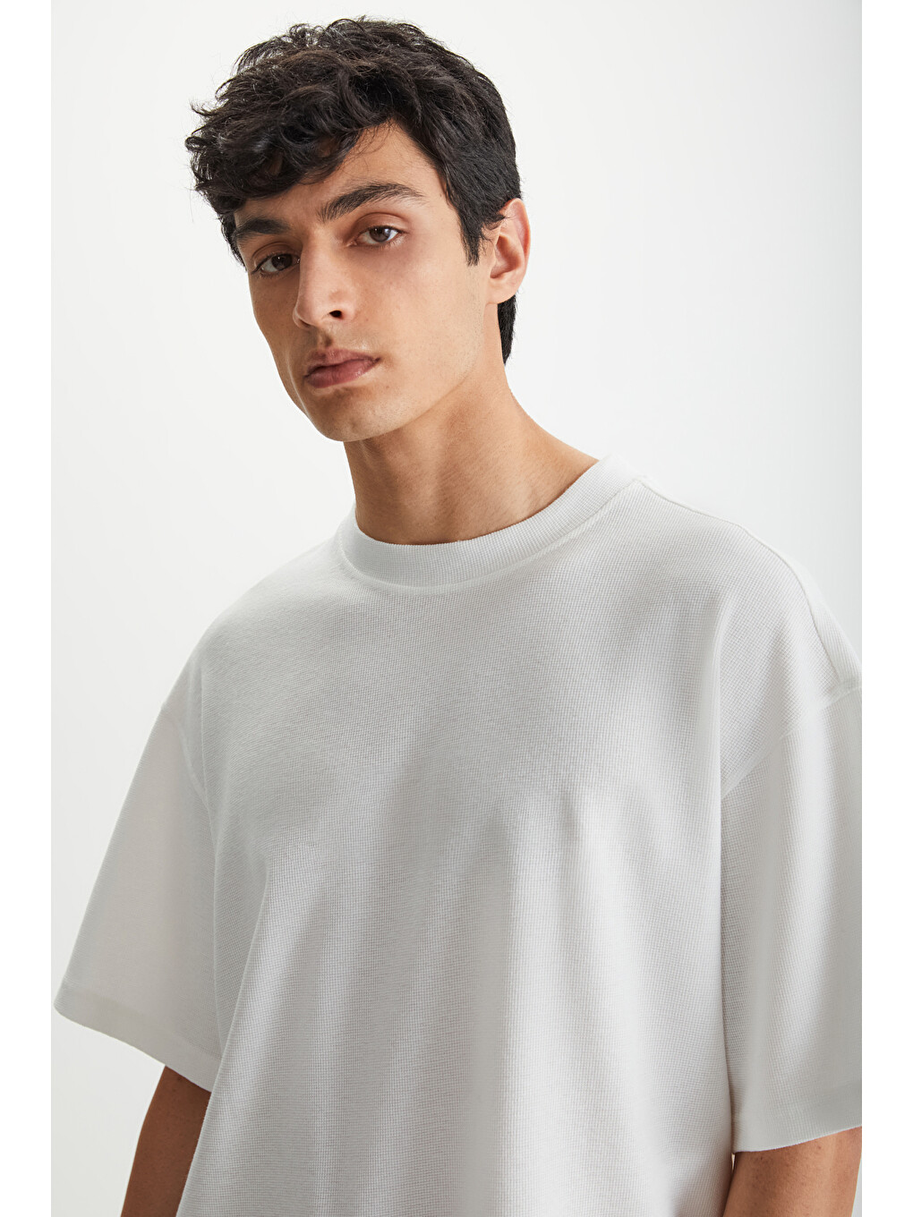 Franter Erkek 100% Pamuk Waffle Baskılı Ekru T-shirt-3