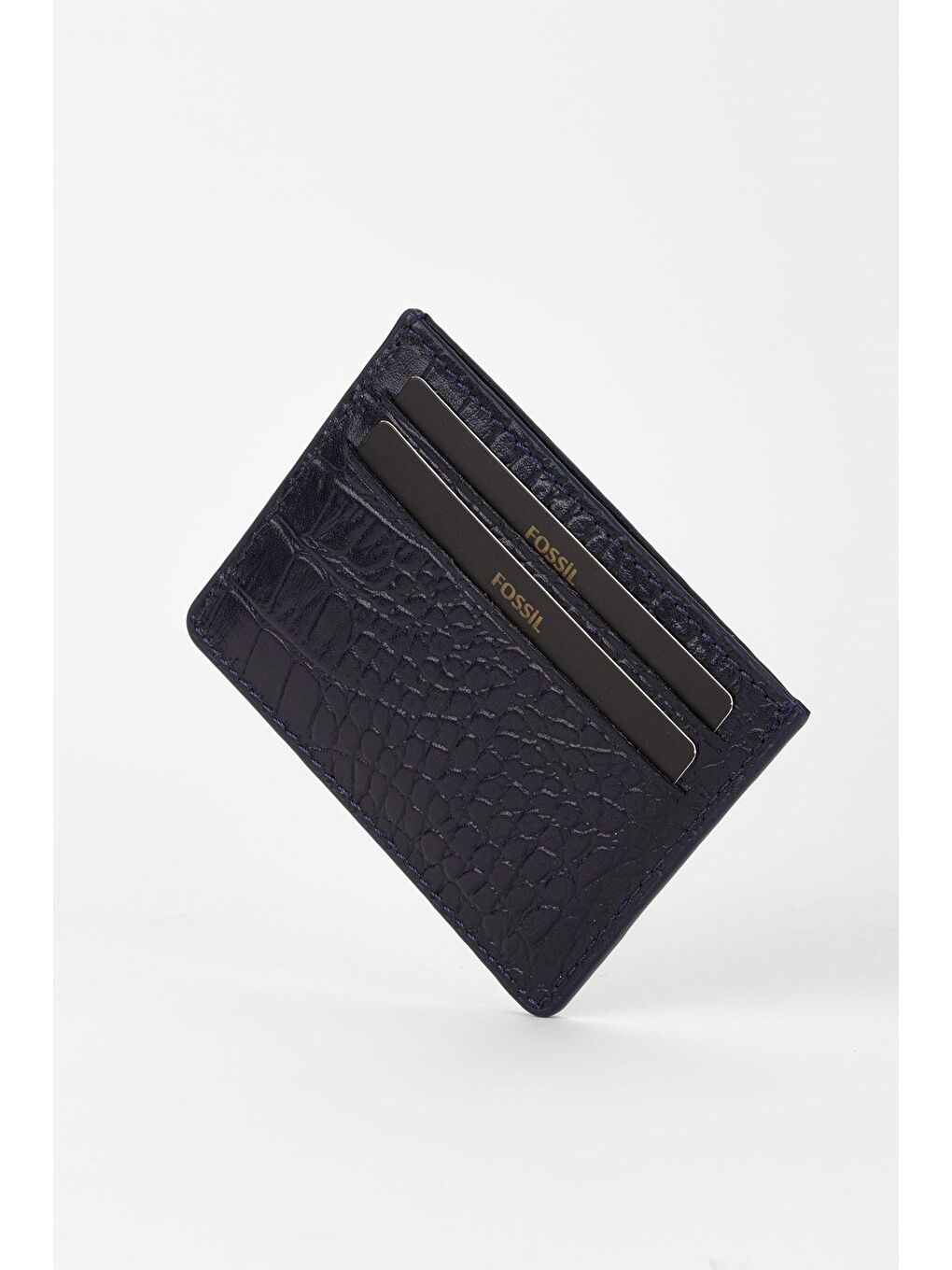 Lacivert Kutulu Hakiki Deri Croco Kahve Unisex El Portföyü Cüzdan-1