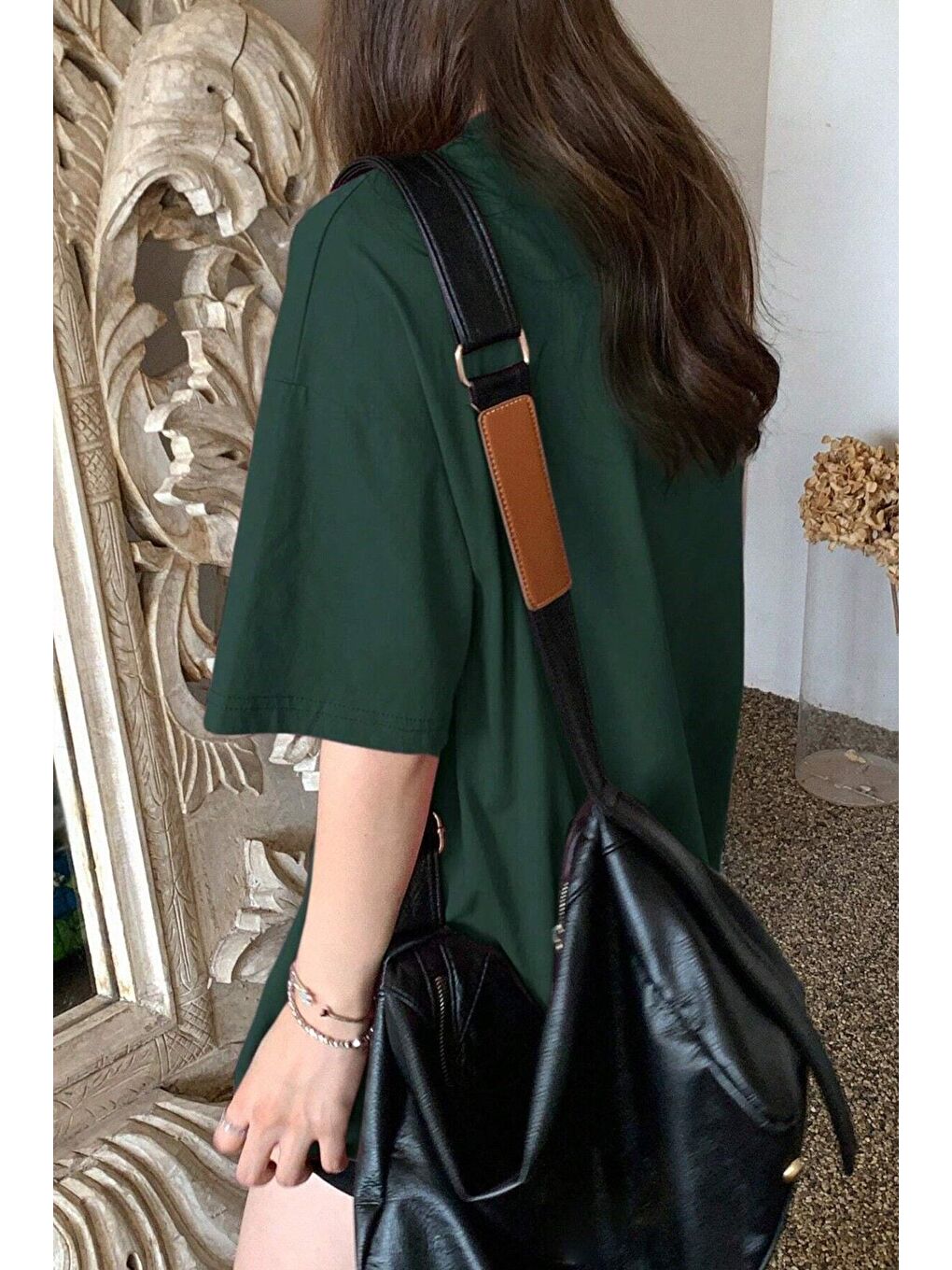 Yeşil Kadın AÇIK YEŞİLi Bisiklet Yaka Thousand Baskılı Oversize T Shirt-1