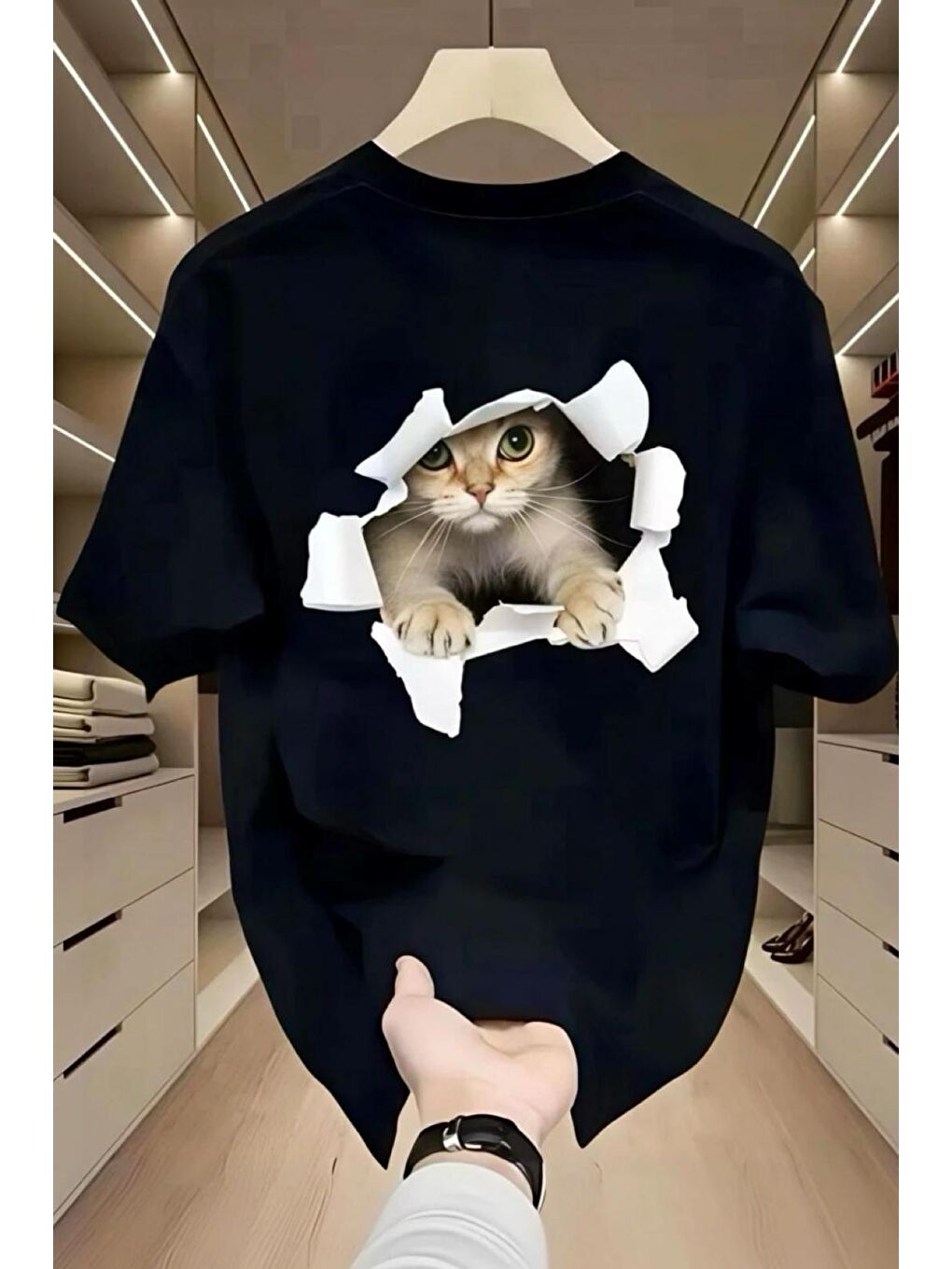 Siyah Catys 2026 Oversize Unisex Kadın Tshirt