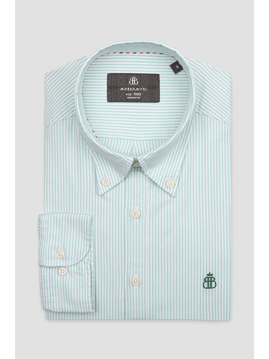 Luca Oxford Stretch Pamuk Karışımlı Comfort Fit Yeşil Düğmeli Yaka Erkek Çizgili Gömlek-3