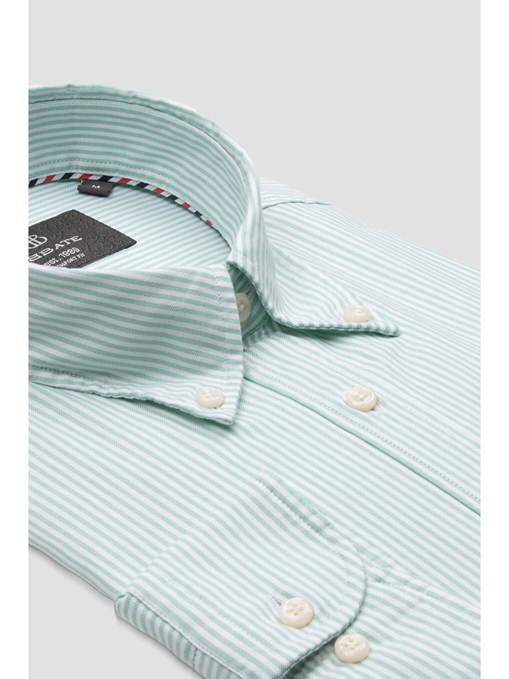 Luca Oxford Stretch Pamuk Karışımlı Comfort Fit Yeşil Düğmeli Yaka Erkek Çizgili Gömlek-4