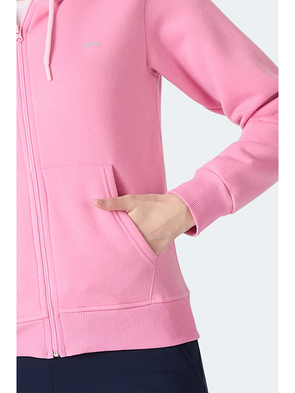 Pembe MILIO I Kadın Fermuarlı Kapüşonlu Cepli Gül Sweatshırt-5