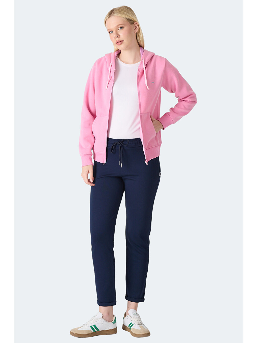 Pembe MILIO I Kadın Fermuarlı Kapüşonlu Cepli Gül Sweatshırt-6