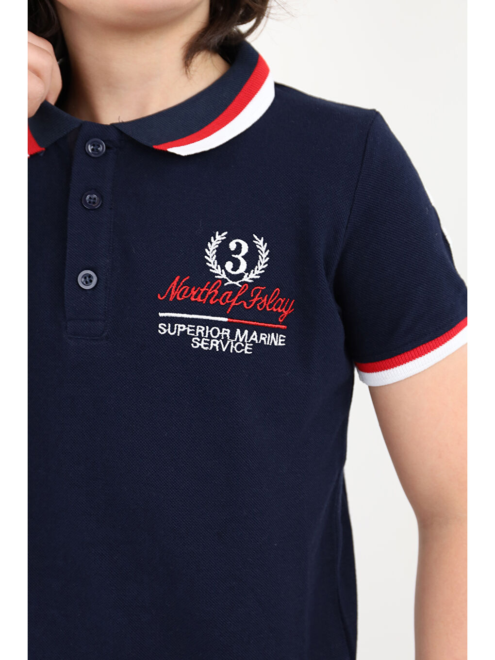 Lacivert Erkek Çocuk Nakışlı Tişört-1