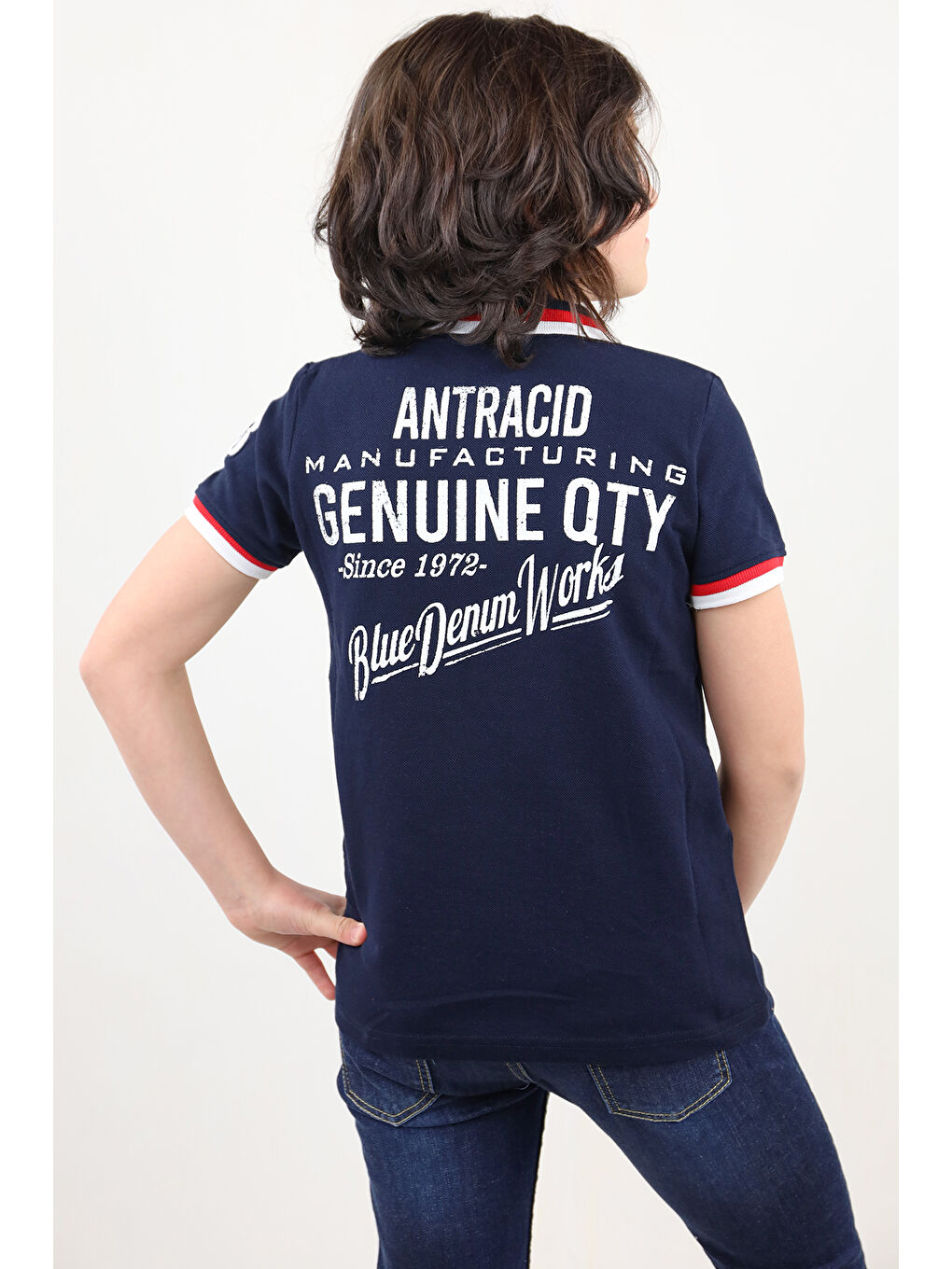 Lacivert Erkek Çocuk Nakışlı Tişört-2