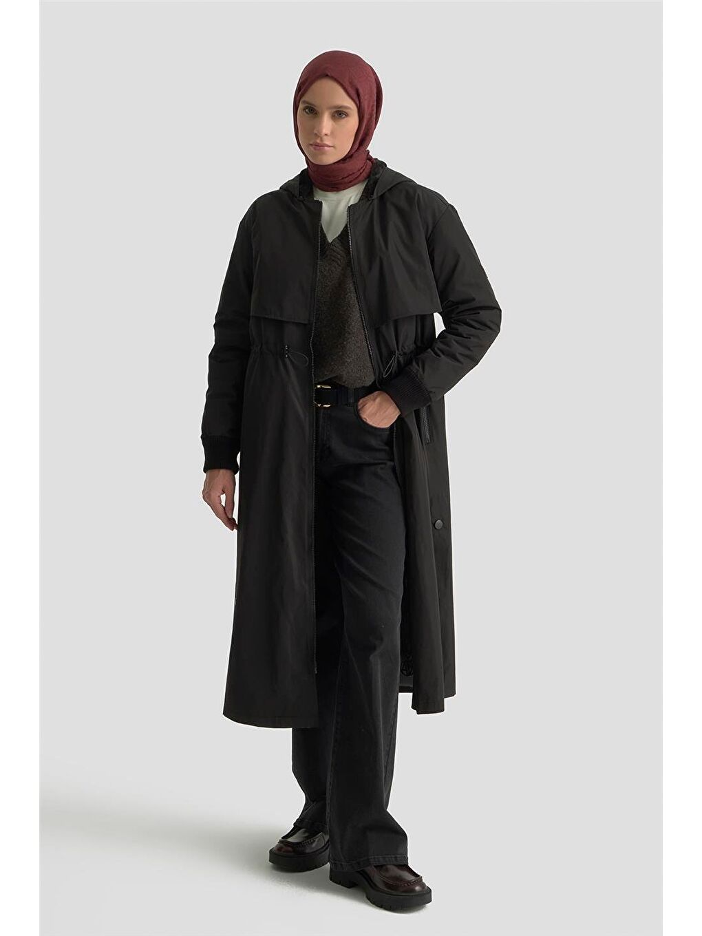 Aller Detaylı Kapitone Manto 25Kt1726 Siyah-3