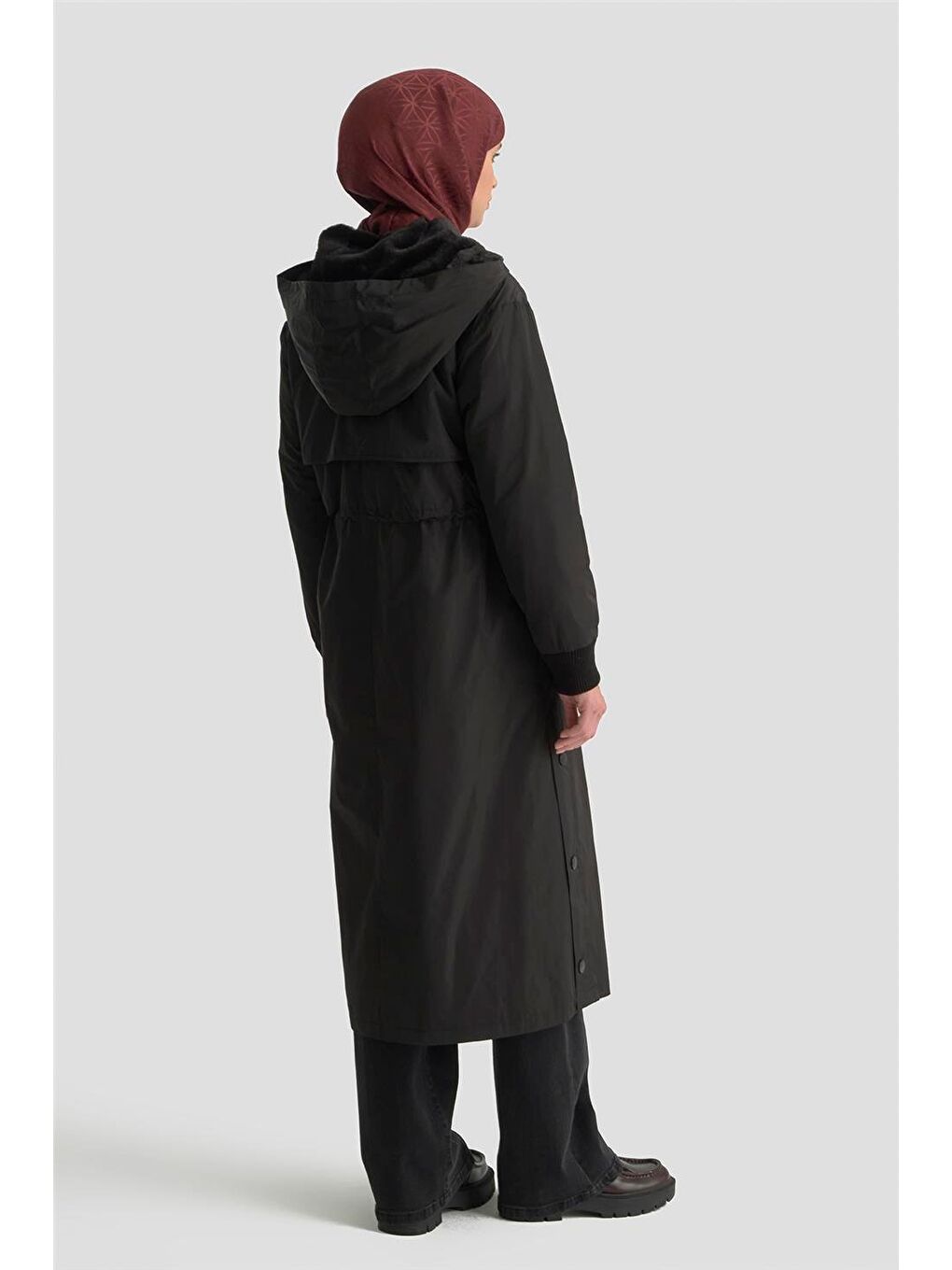 Aller Detaylı Kapitone Manto 25Kt1726 Siyah-4