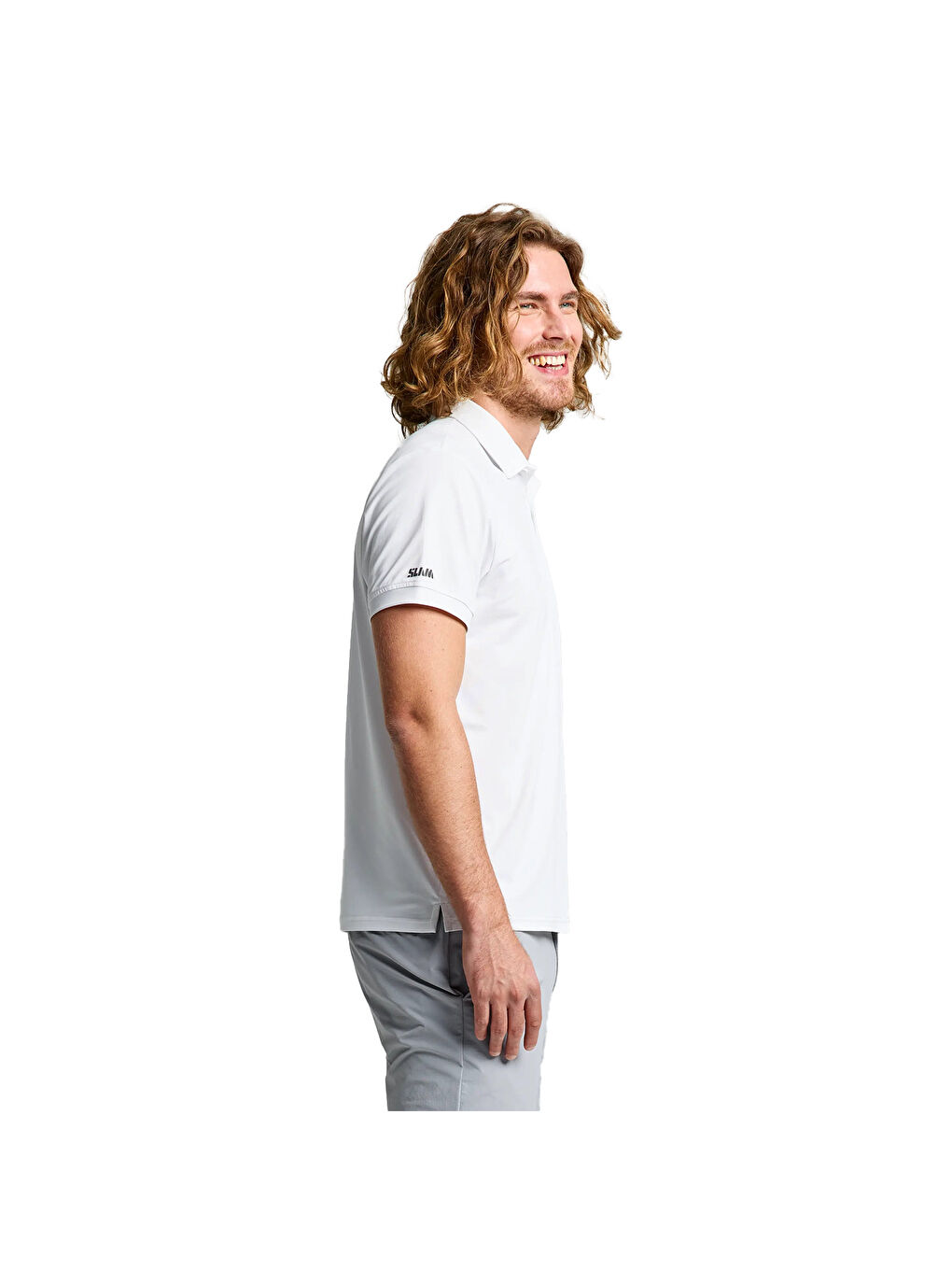 Tech Pique Polo Ls Erkek Beyaz Tişört-1