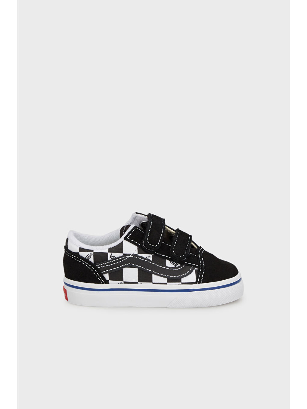 Siyah Old Skool V Kareli Cırt Cırtlı Kanvas Sneaker Ayakkabı VN0009RCBZW1