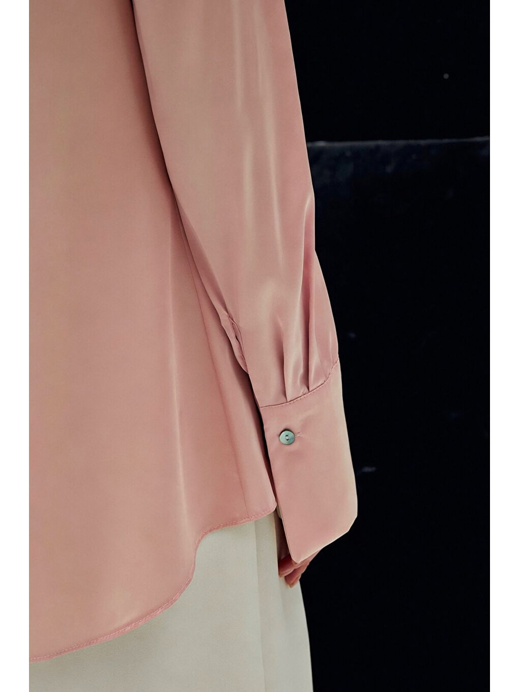 Vatkalı Saten Gömlek - Pembe-5