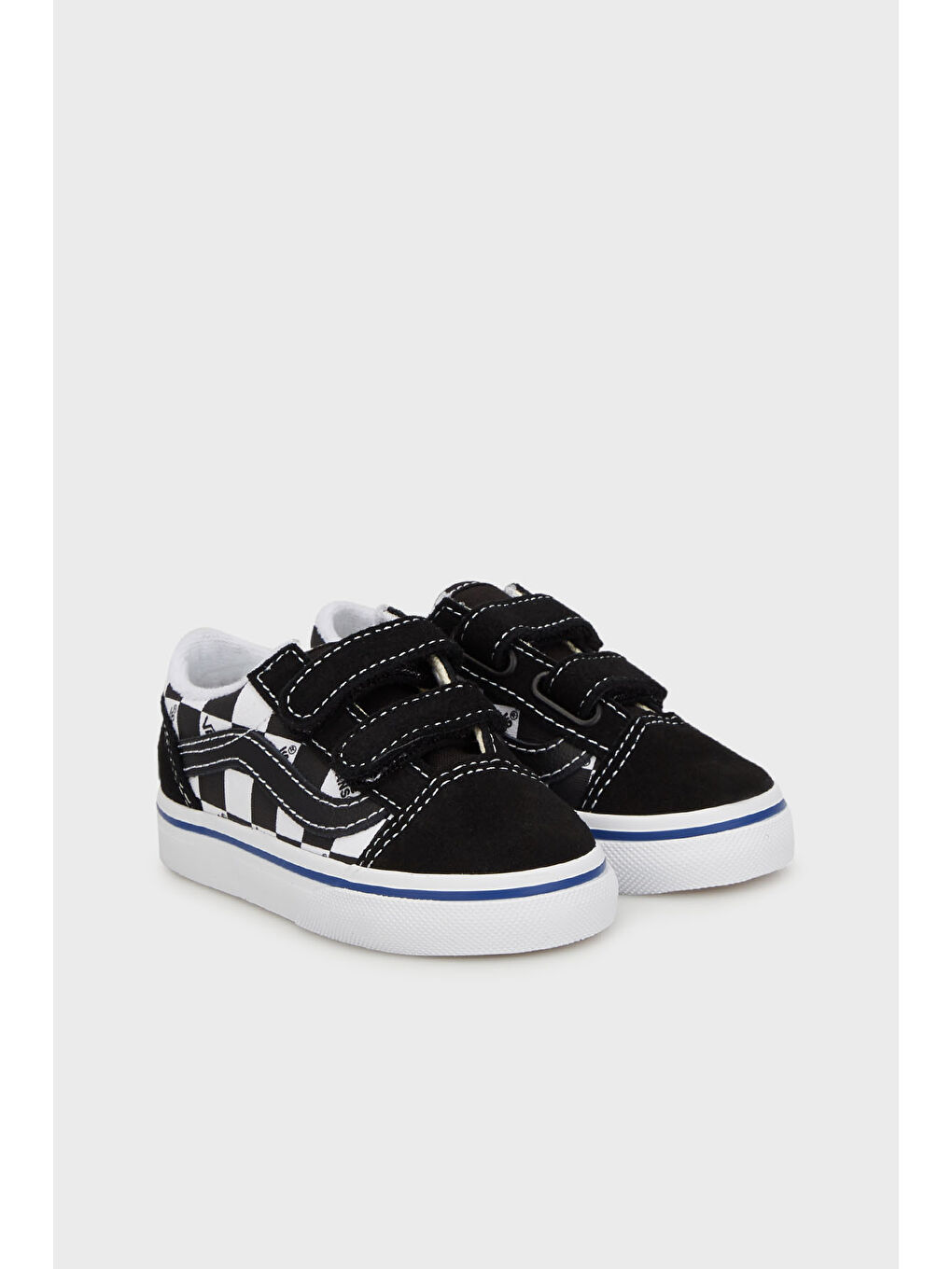 Siyah Old Skool V Kareli Cırt Cırtlı Kanvas Sneaker Ayakkabı VN0009RCBZW1-1