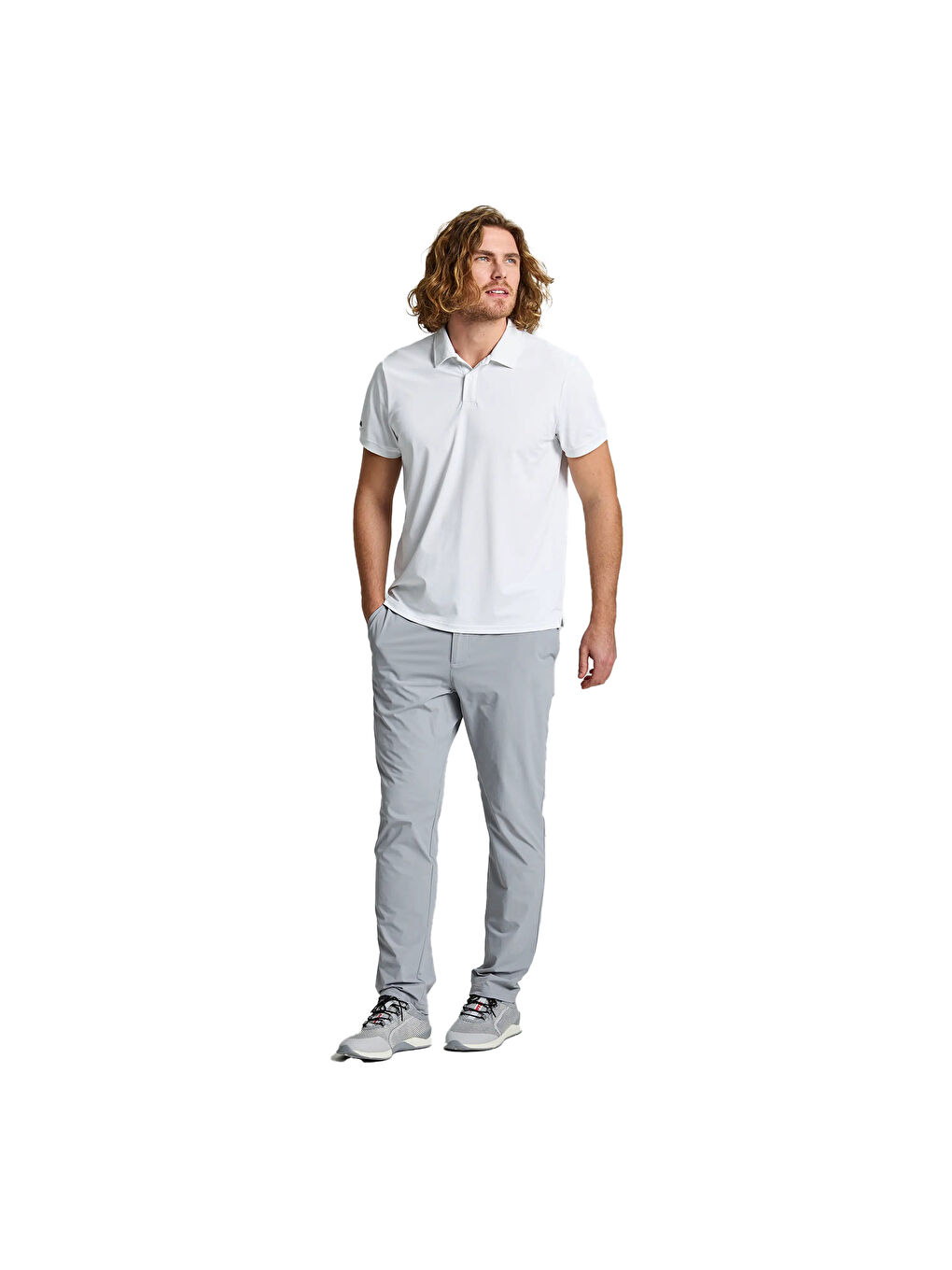 Tech Pique Polo Ls Erkek Beyaz Tişört-2