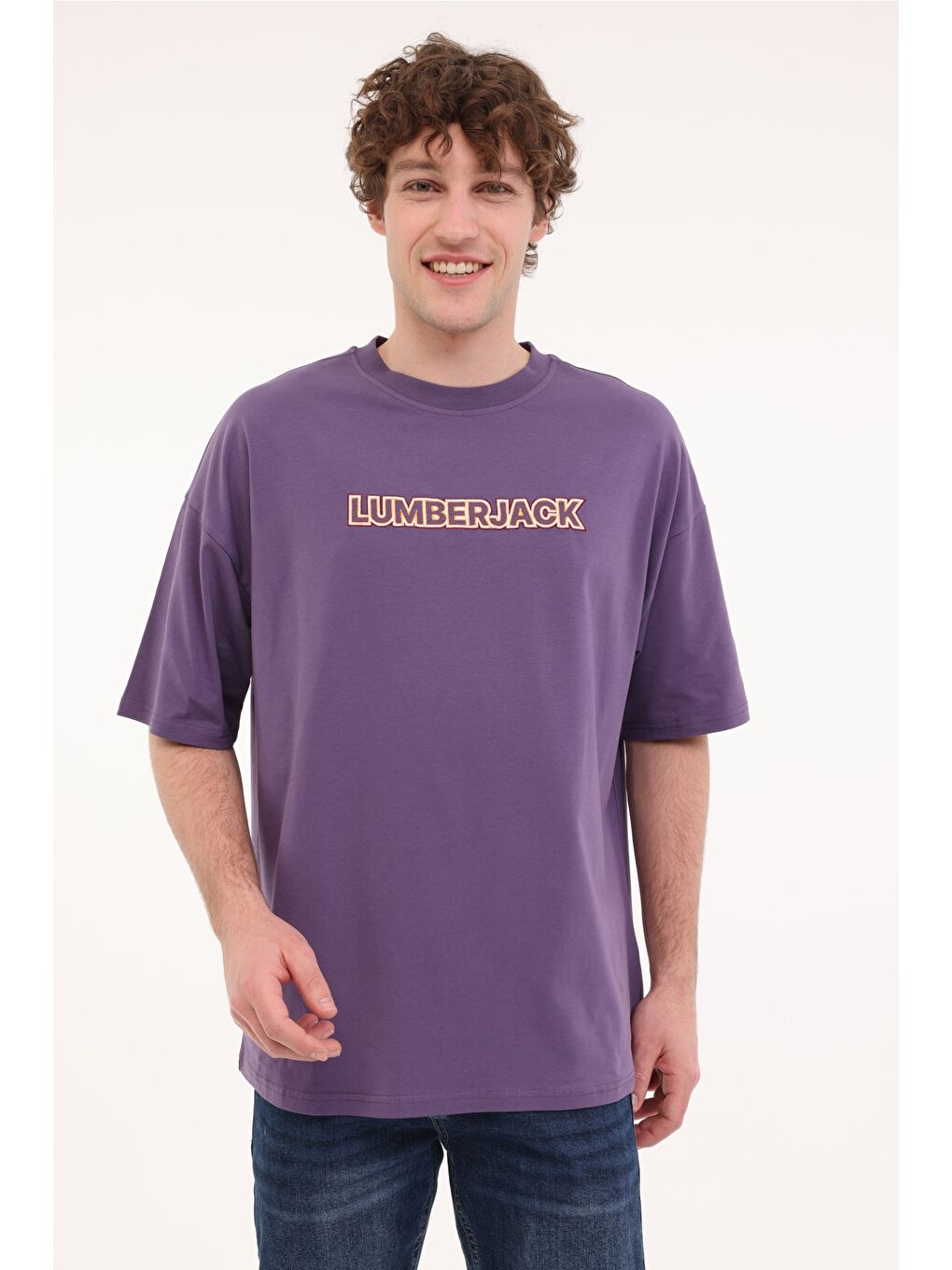 ML FRANCO 11FF17 5FX Mor Erkek Kısa Kol %100 Pamuk Tişört