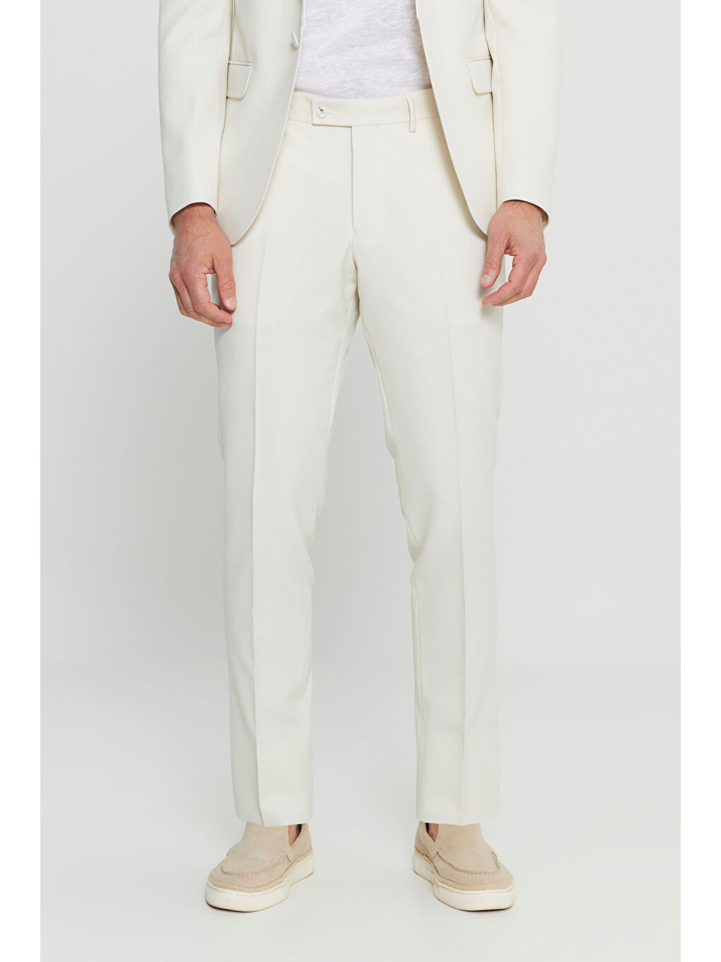 Erkek Ekru Slim Fit Dar Kesim Çıkma Şal Yaka Kapak Cepli Damatlık Smokin Takım-6