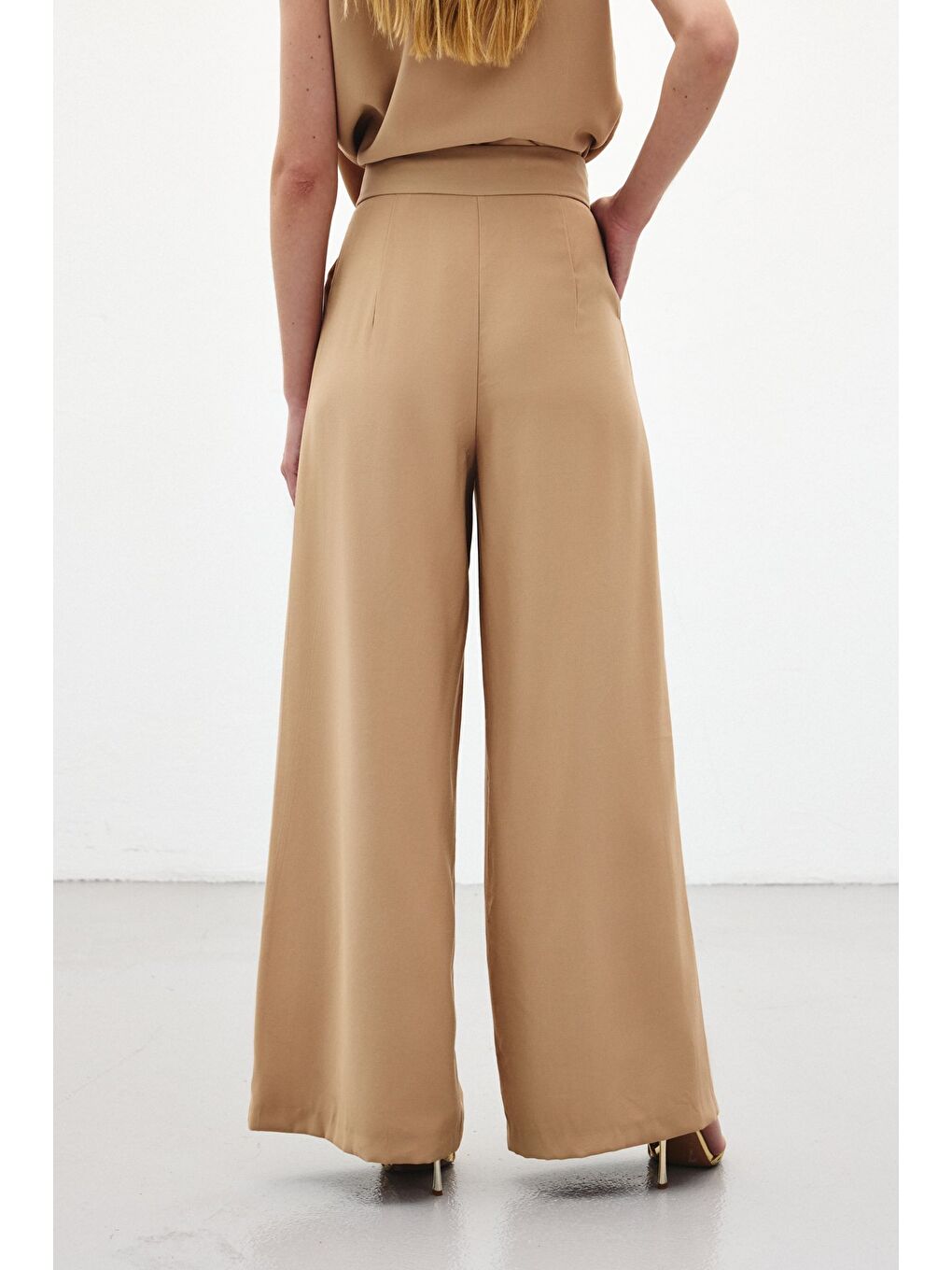 Kahverengi Geniş Paça Pantolon - Camel-6