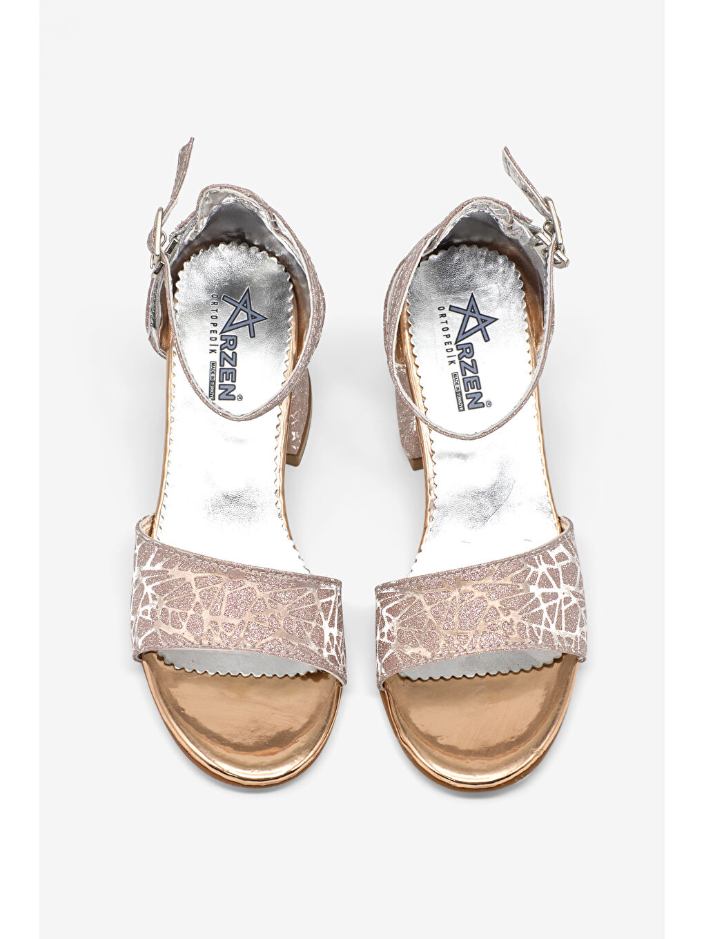 Pembe Kız Çocuk Pudra Simli Çocuk Topuklu Ayakkabı-3