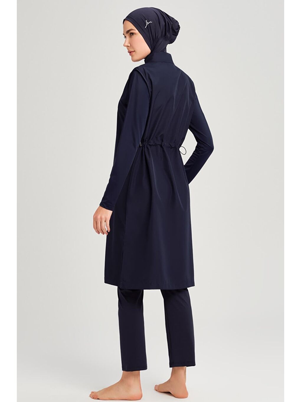 Rahat Kesim Lacivert Jileli 4 Parça Tam Tesettür Mayo Takımı 6025-3