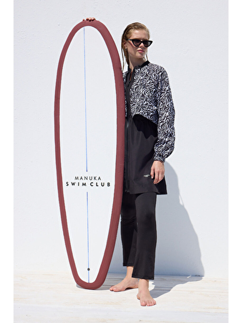 Siyah Rüzgarlıklı 3'Lü Tesettür Mayo Takımı Zebra-6