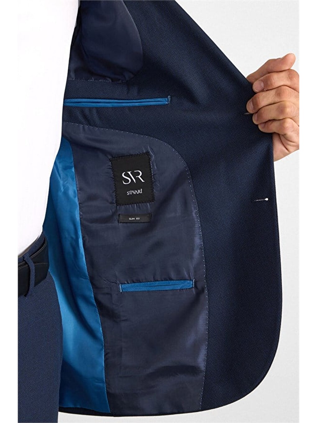 Lacivert Slim Sivri Yaka 6 Drop Takım Elbise-5