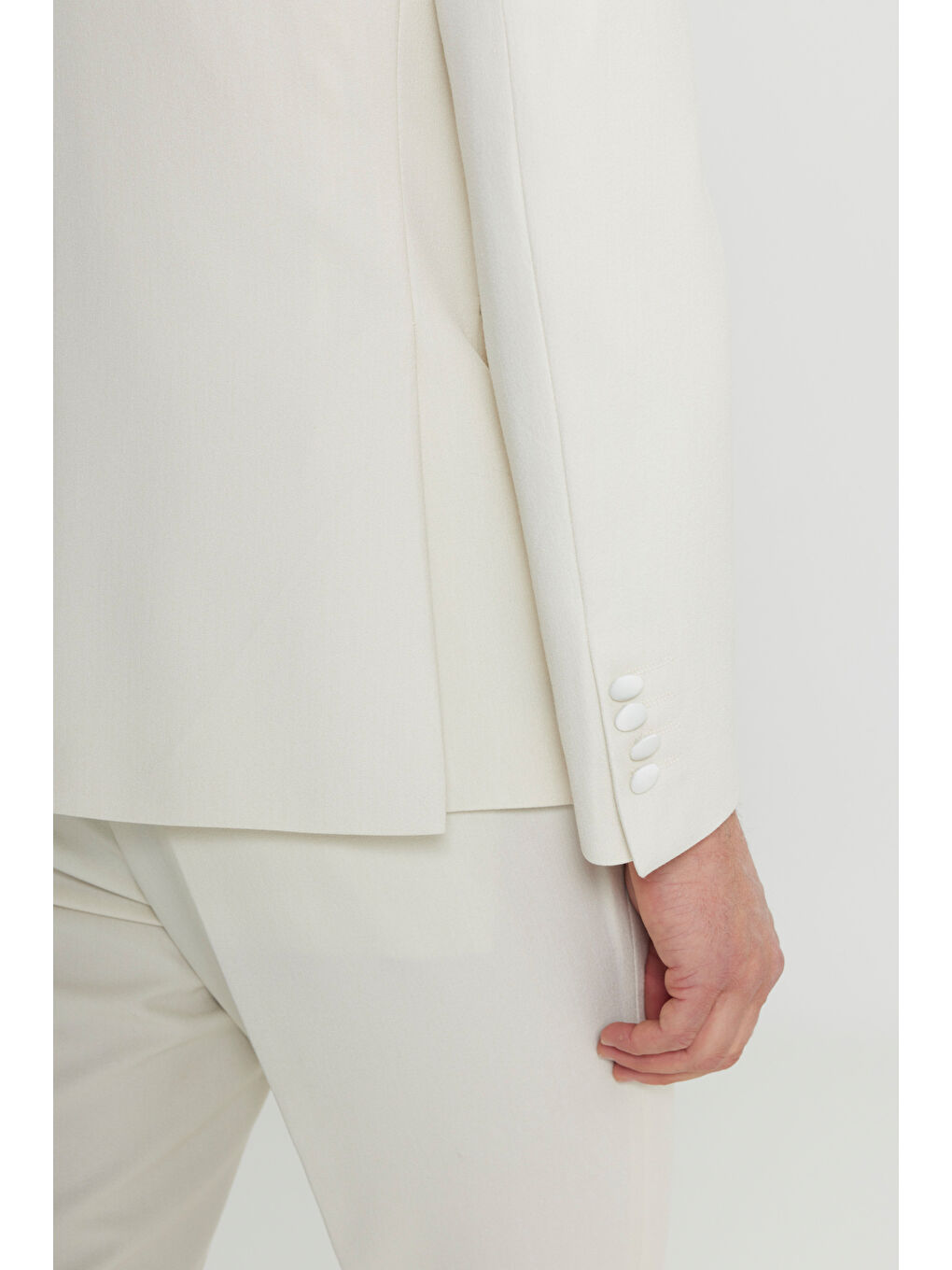 Erkek Ekru Slim Fit Dar Kesim Çıkma Şal Yaka Kapak Cepli Damatlık Smokin Takım-9