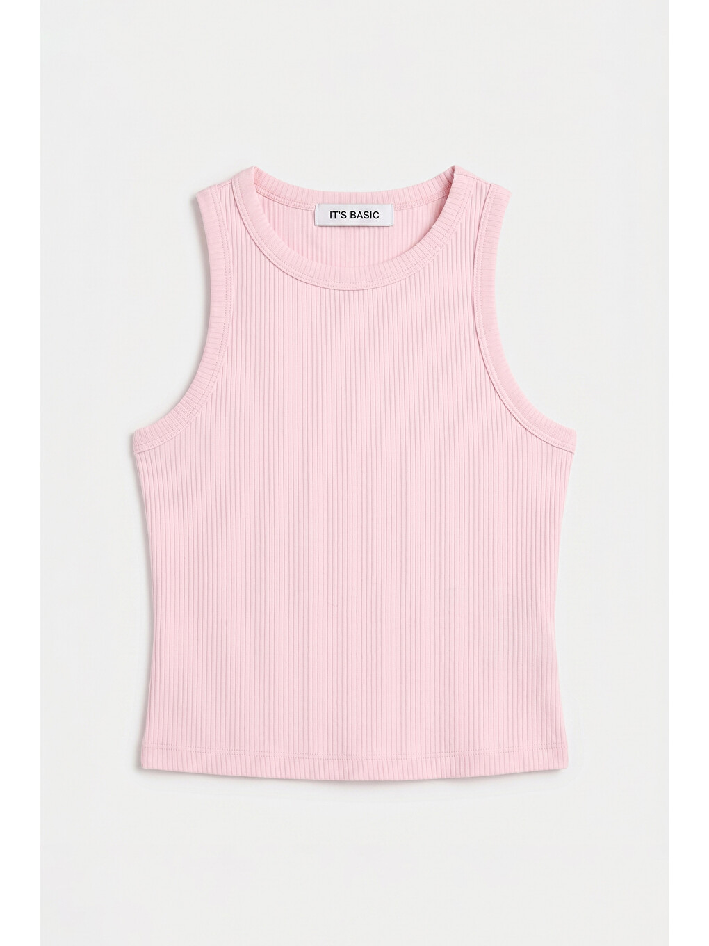 Kadın Pembe s6-98 Sıfır Kol Esnek Kumaş Crop Top-2