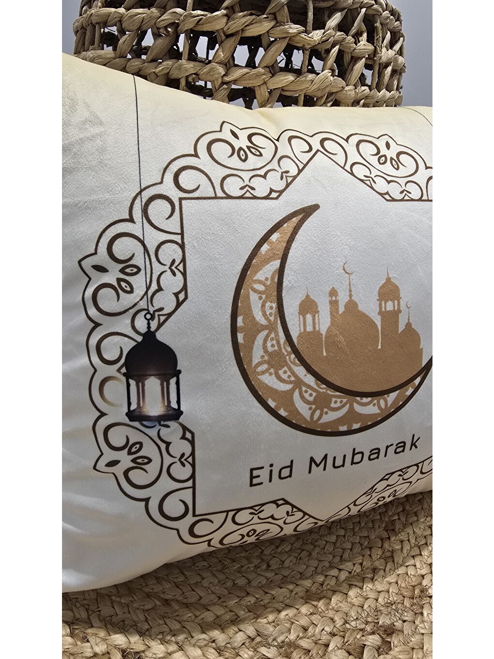 Beyaz Ramazan Temalı Dekoratif Kırlent Kılıfı 43x43 cm-1