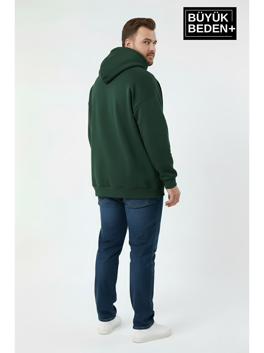 Yeşil Erkek Büyük Beden Brooklyn 1970 Baskılı Kapüşonlu Sweatshirt SPR26BSW964-1