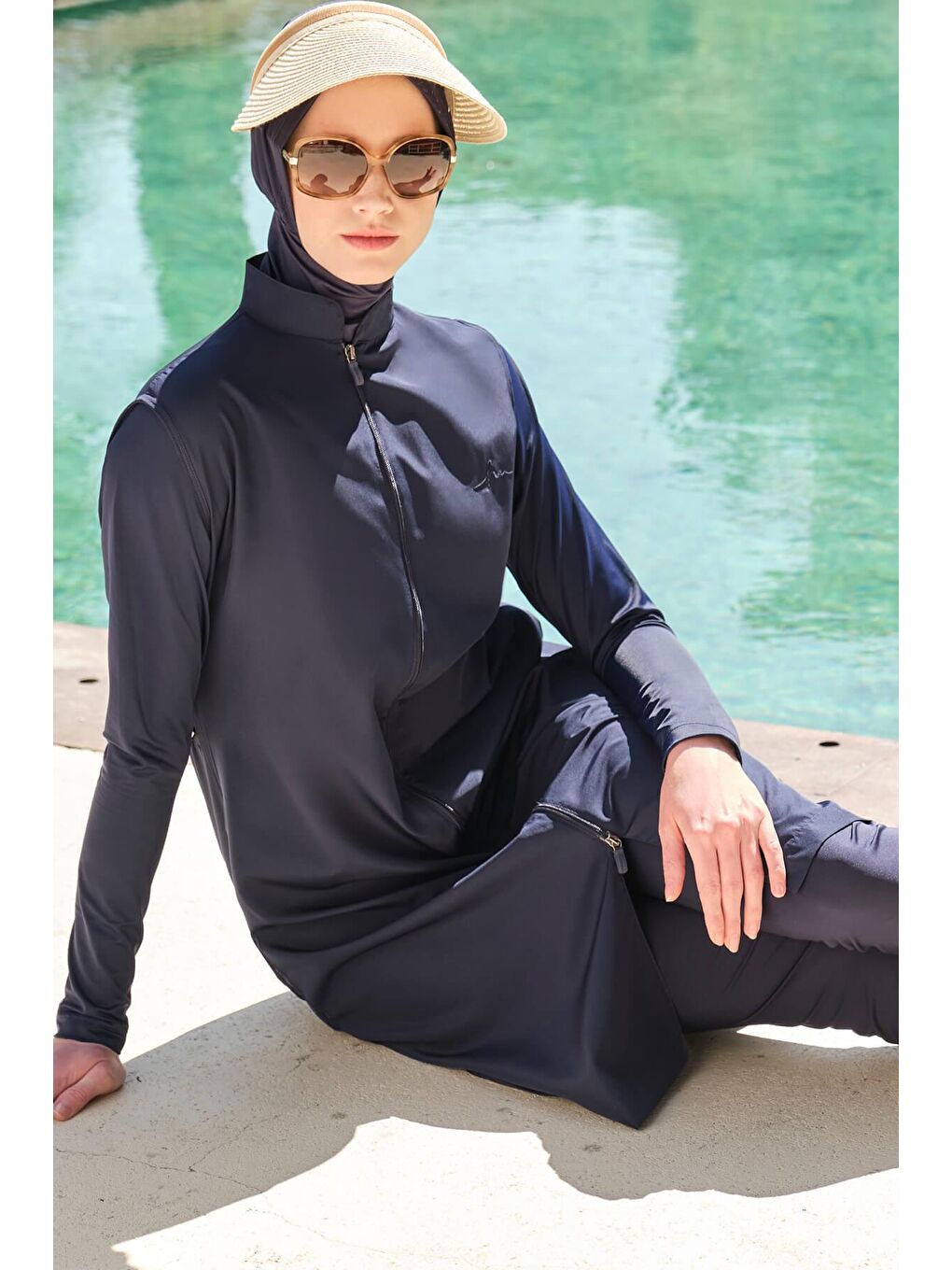 Lacivert Jileli Tam Tesettür Mayo Üstü 6025