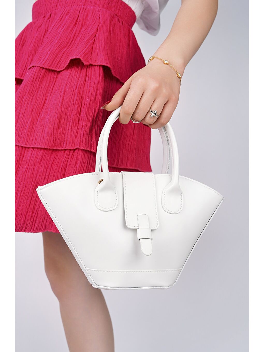 Beyaz DORENA Kadın El ve Omuz Çantası-1