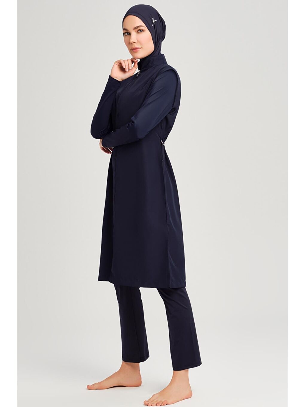 Lacivert Jileli Tam Tesettür Mayo Üstü 6025-3