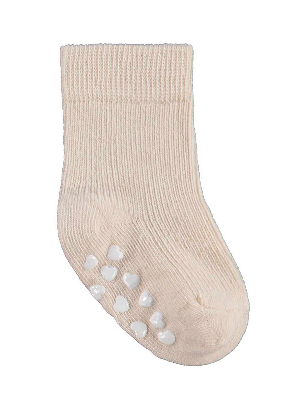 Beyaz Baby Kaydırmaz Kalp Baskı 3'lü 6-18 Ay Bebek Kız Çorap Set - Standart-3