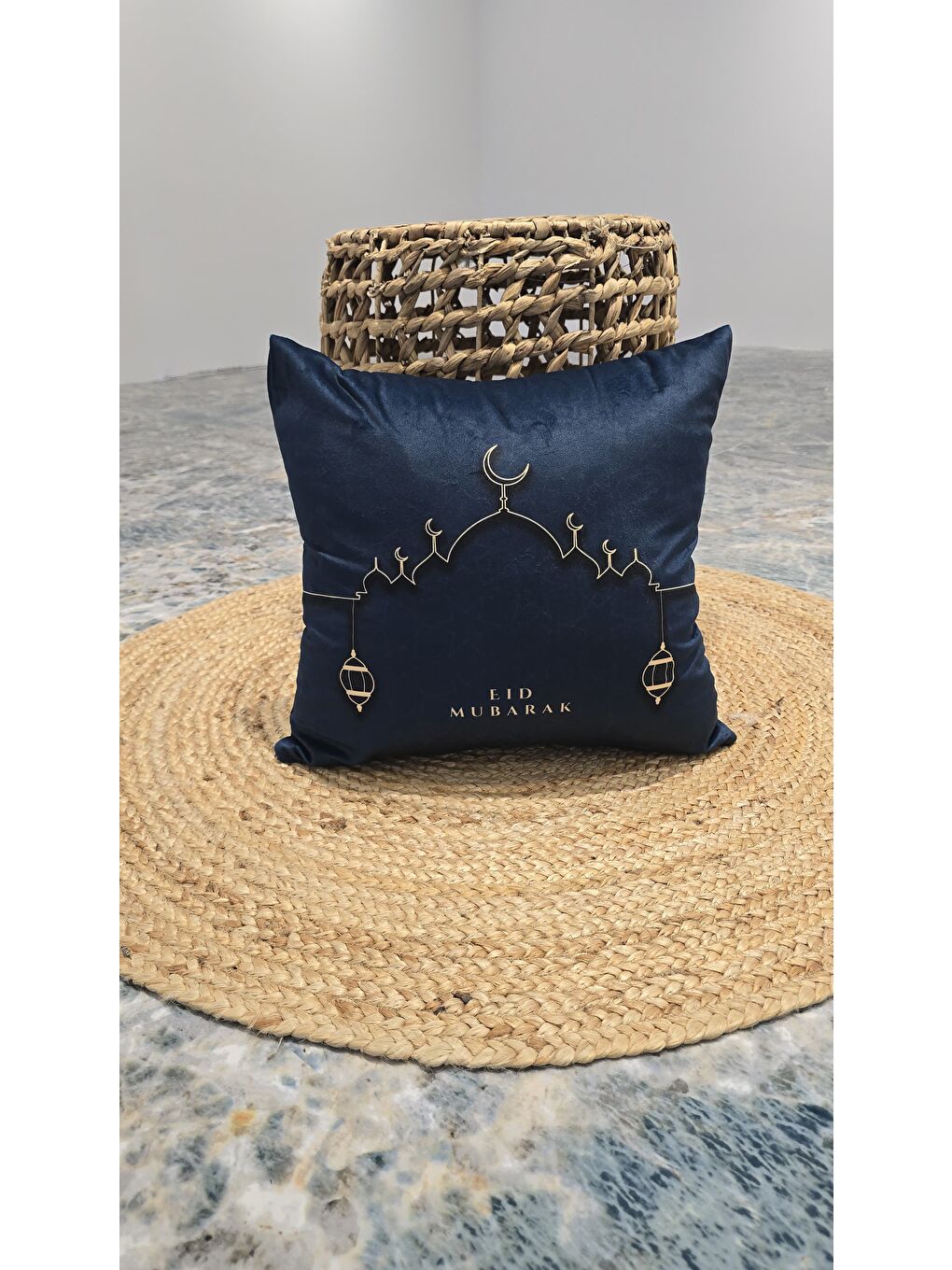 ASDIVA Lacivert Ramazan Temalı Dekoratif Kırlent Kılıfı 43x43 cm - 3