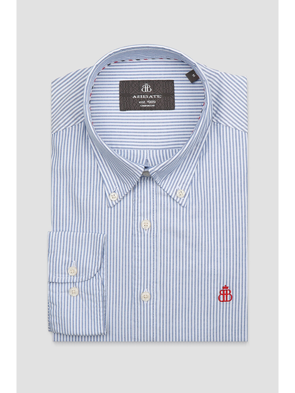 Luca Oxford Stretch Pamuk Karışımlı Comfort Fit Lacivert Düğmeli Yaka Erkek Çizgili Gömlek-3