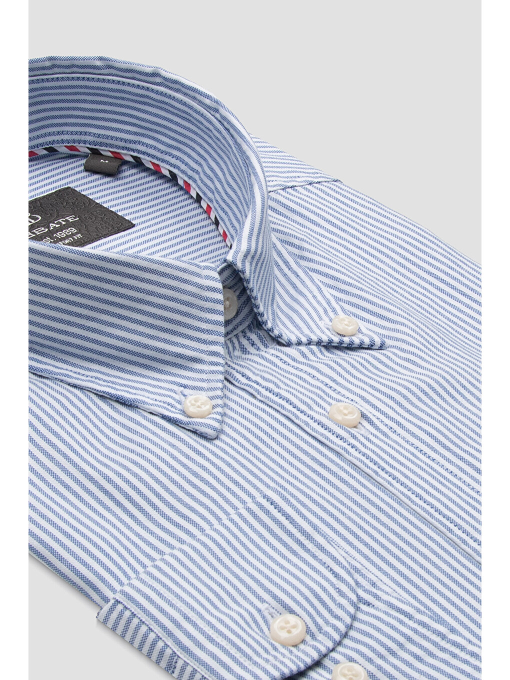 Luca Oxford Stretch Pamuk Karışımlı Comfort Fit Lacivert Düğmeli Yaka Erkek Çizgili Gömlek-4