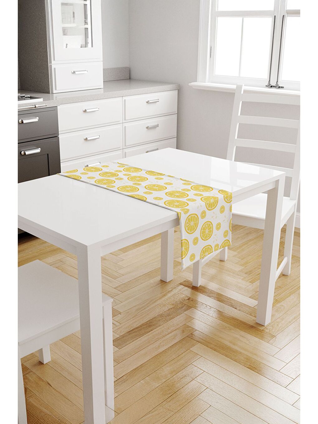 Limora Halka Dilim Limon Desenli Runner - Sarı/Beyaz 40x140 cm-1