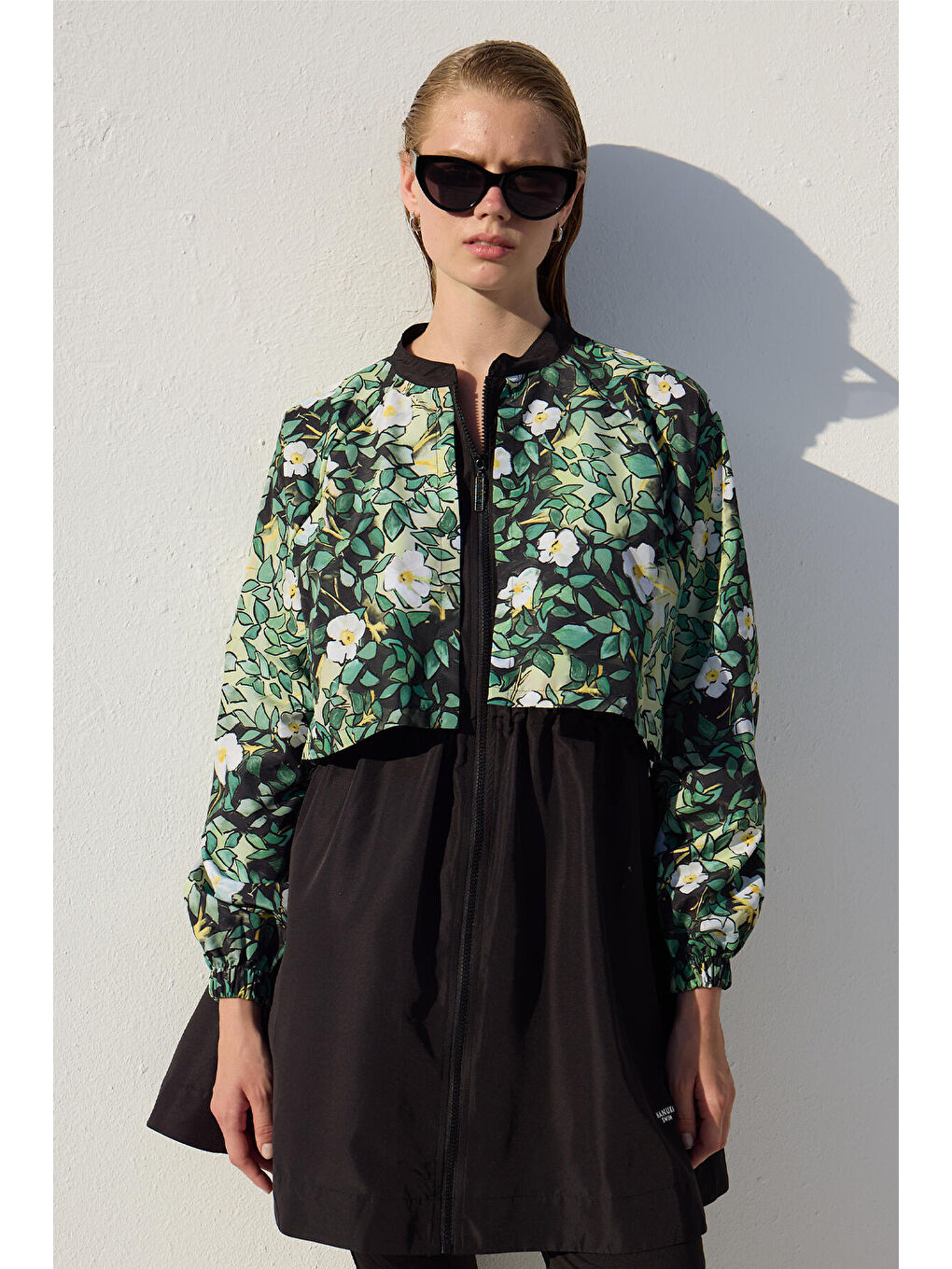 Yeşil Rüzgarlıklı 3'Lü Tesettür Mayo Takımı Yaprak-1