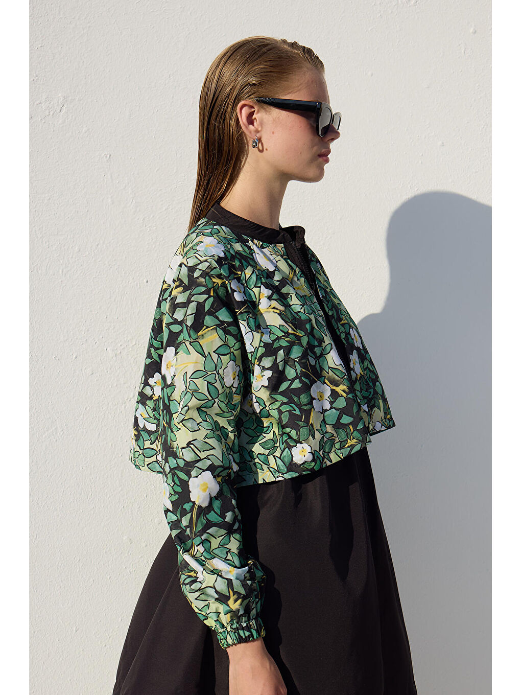 Yeşil Rüzgarlıklı 3'Lü Tesettür Mayo Takımı Yaprak-2