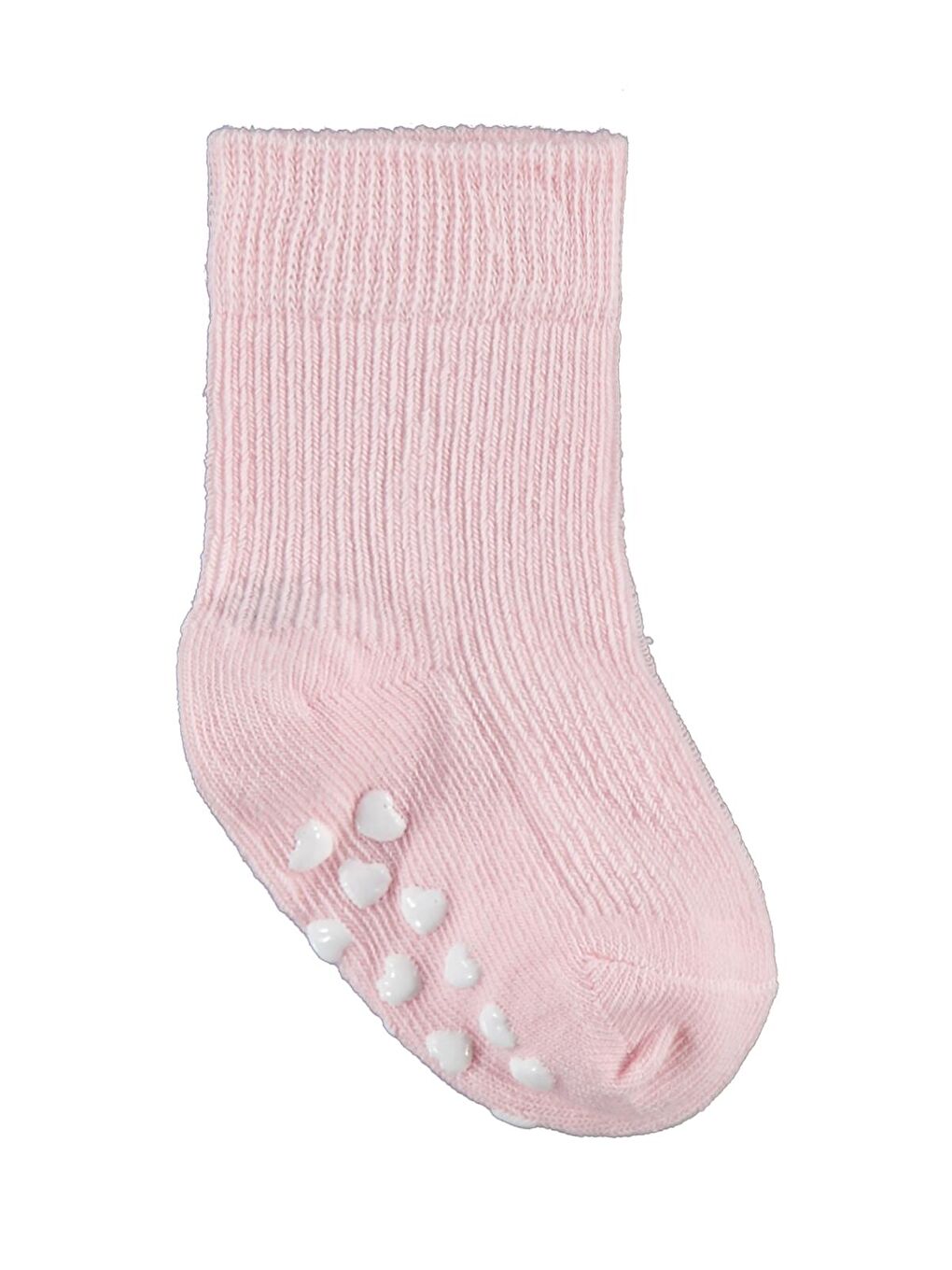 Beyaz Baby Kaydırmaz Kalp Baskı 3'lü 6-18 Ay Bebek Kız Çorap Set - Standart-5