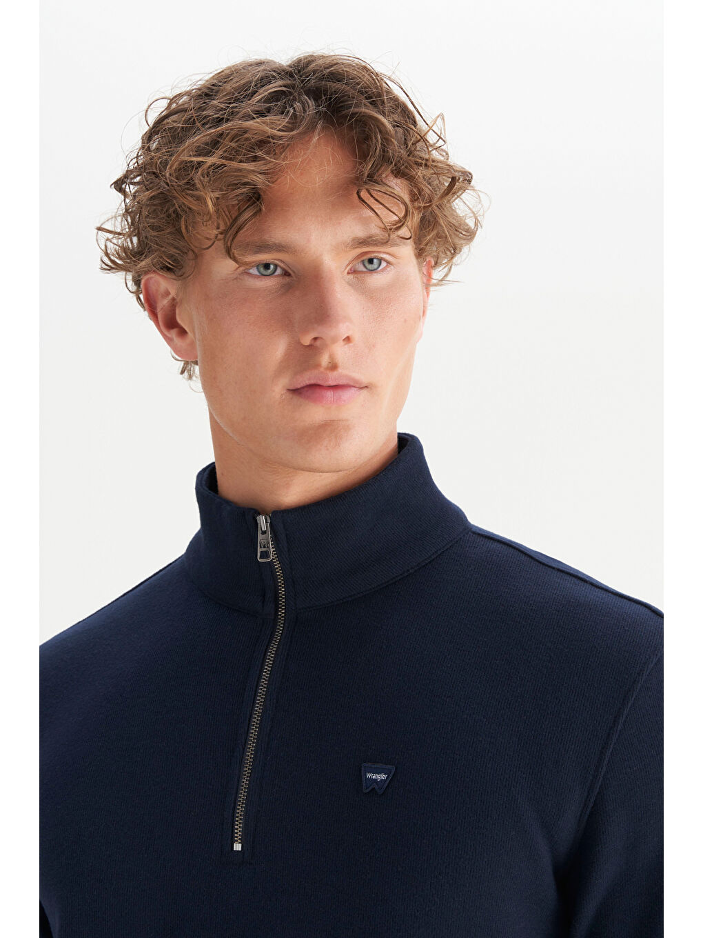 Lacivert Pamuklu Regular Fit Dik Yaka Fermuarlı Selanik Örgü Sweatshirt-3