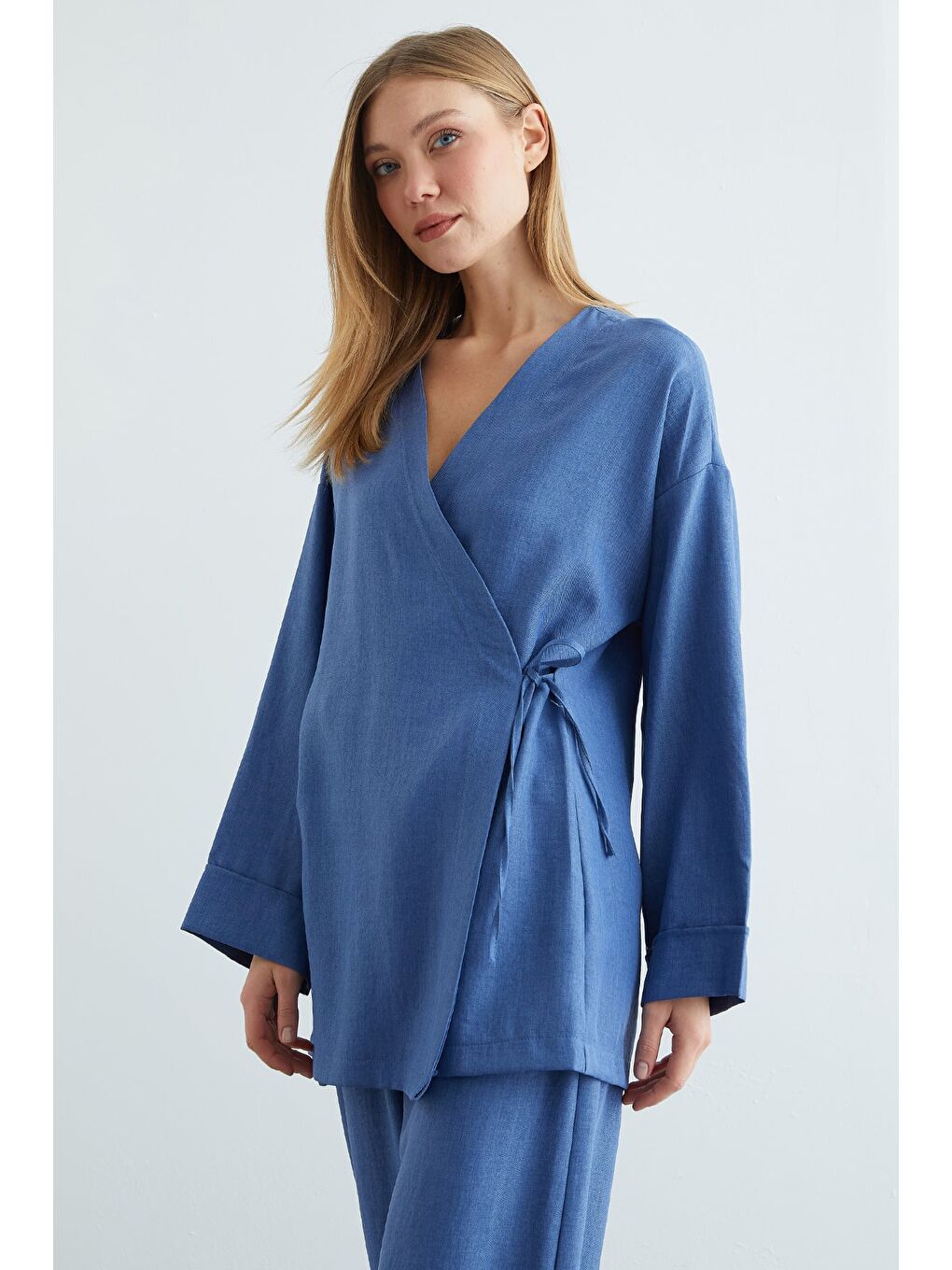İndigo Fullamodest Yandan Bağlamalı Kimono 2 Li Takım-4