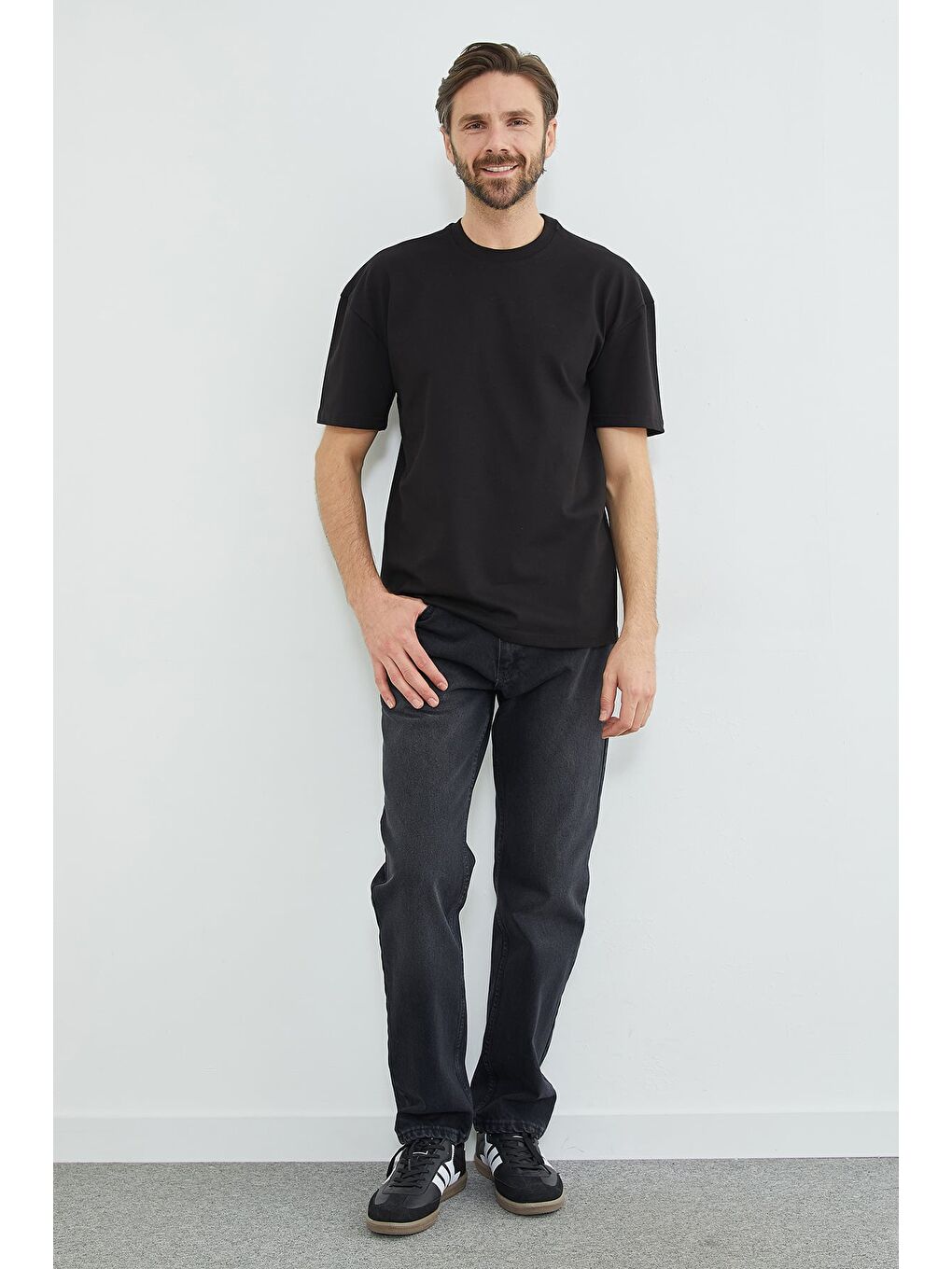 Antrasit Fermuarlı Baggy Jean