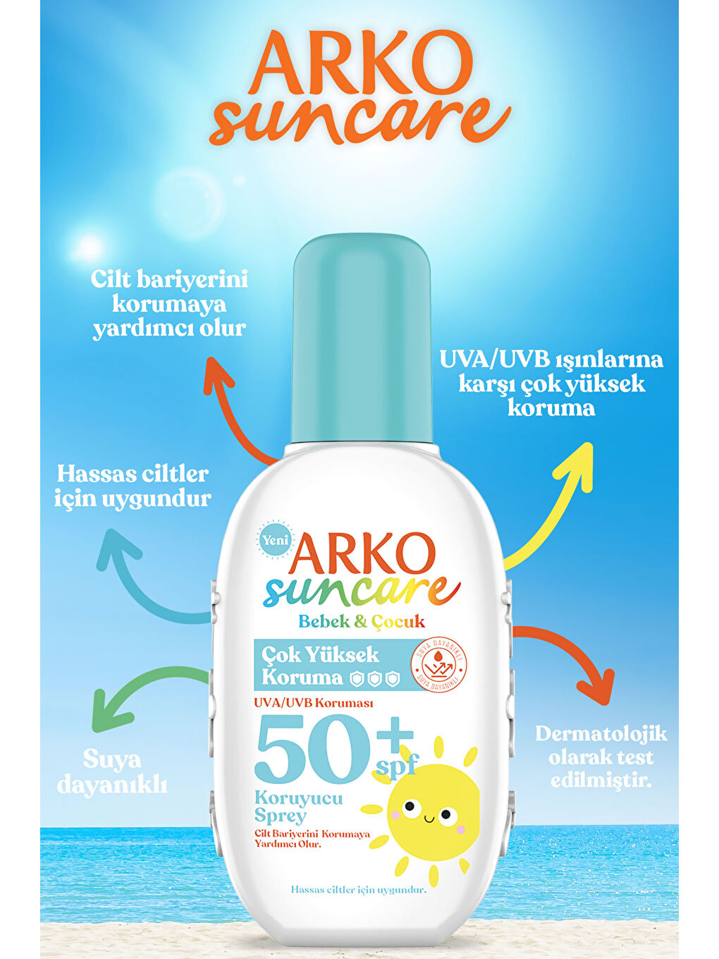 Arko Beyaz Spf50+ Vücut Güneş Kremi 200 Ml & Spf50+ Çocuk Bebek Güneş Kremi 200 ml Çanta Hediyeli İkili Set - 1